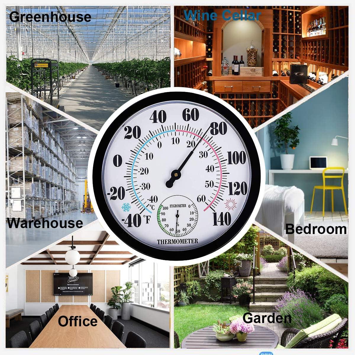 Uanit Indoor Outdoor Thermometer Large Numbers Wall Thermometer Hygrometer Waterproof Does not Require Battery Wireless Hanging Hygrometer Garden Decoration