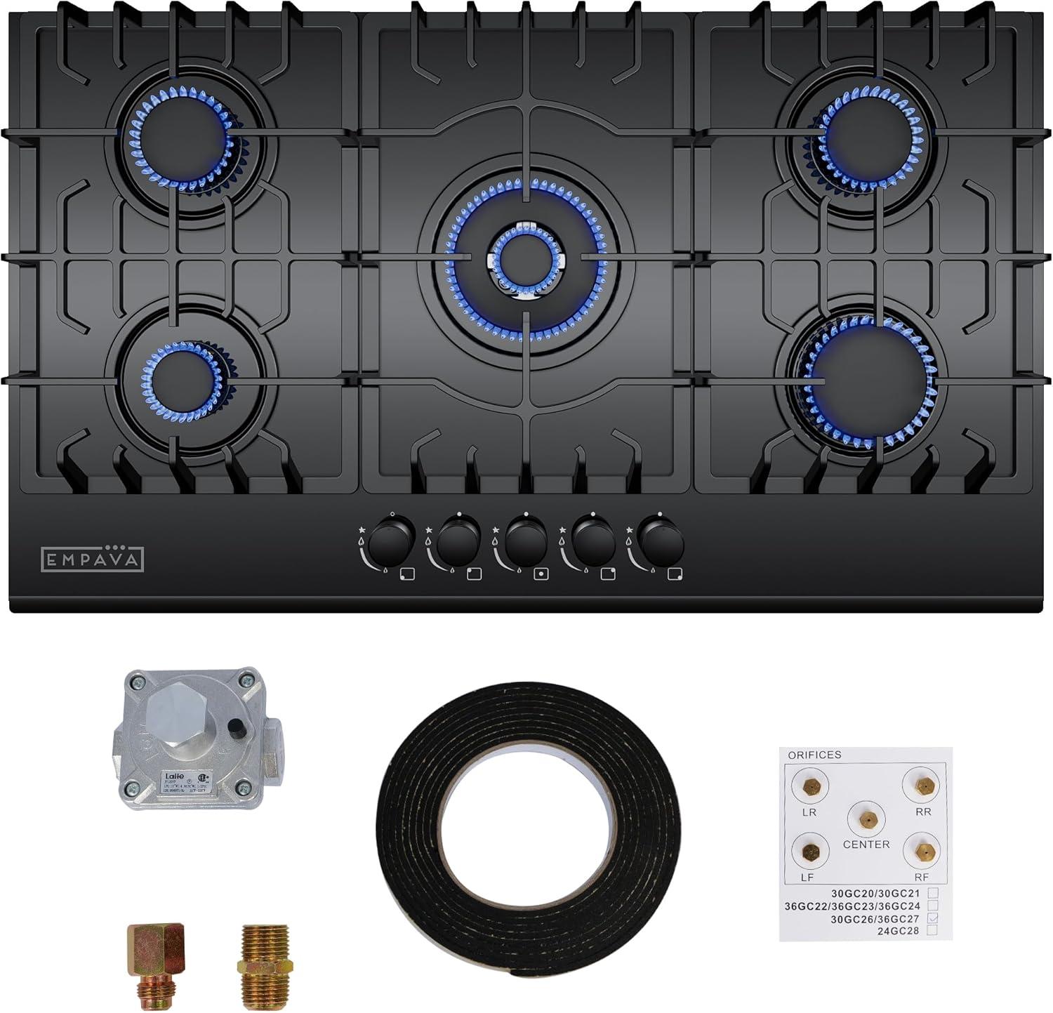 Empava 36" Black 5 Burner Cooktop