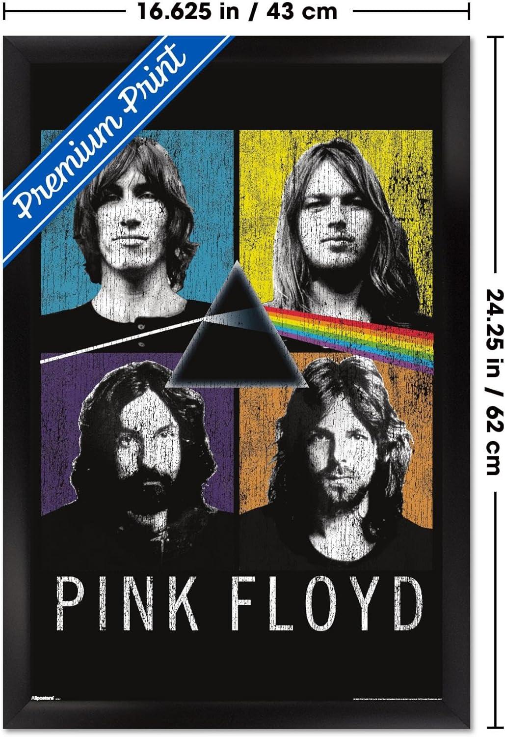Trends International Pink Floyd - The Dark Side Of The Moon Quad Framed Wall Poster Prints Black Framed Version 14.725" x 22.375"