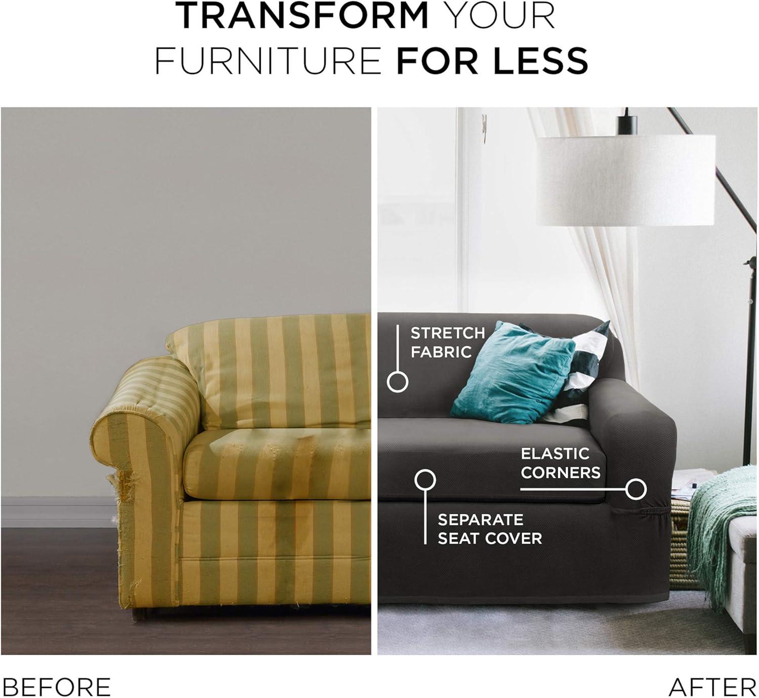 Maytex  Stretch Pixel Chair 2 Piece Furniture / Slipcover Charcoal 42-43" wide, 38"deep, 34" high