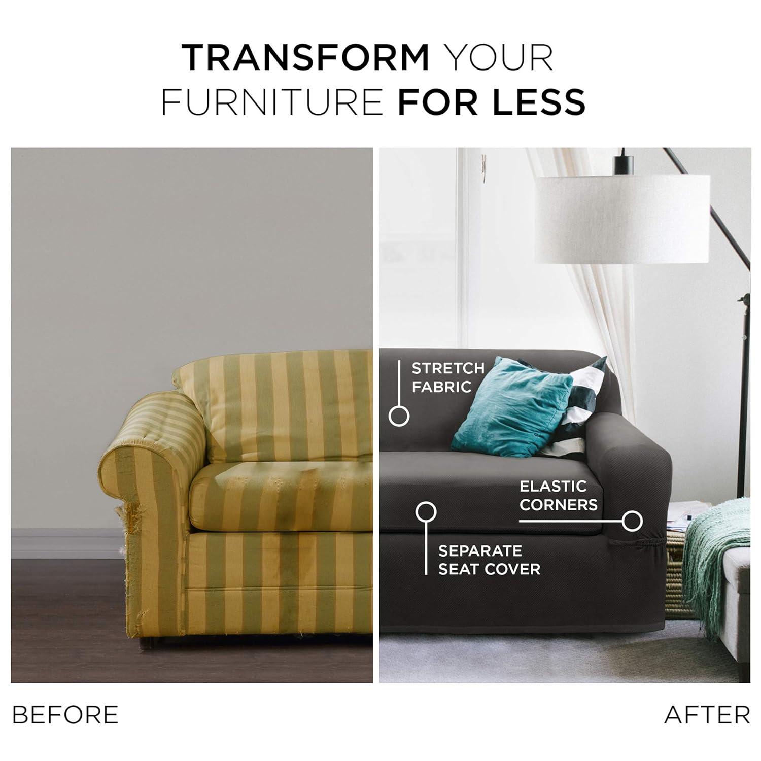 Maytex  Stretch Pixel Chair 2 Piece Furniture / Slipcover Charcoal 42-43" wide, 38"deep, 34" high