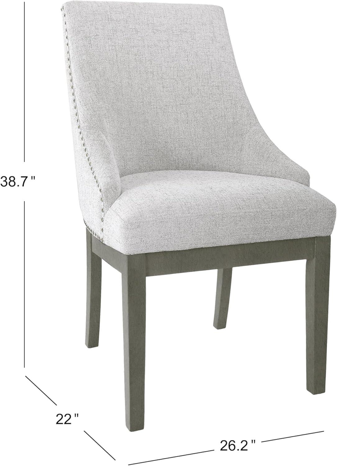 HomePop Upholstered Side Chair Neutral: Polyester Armless Accent Chair, Swoop Back Design, Plywood Frame