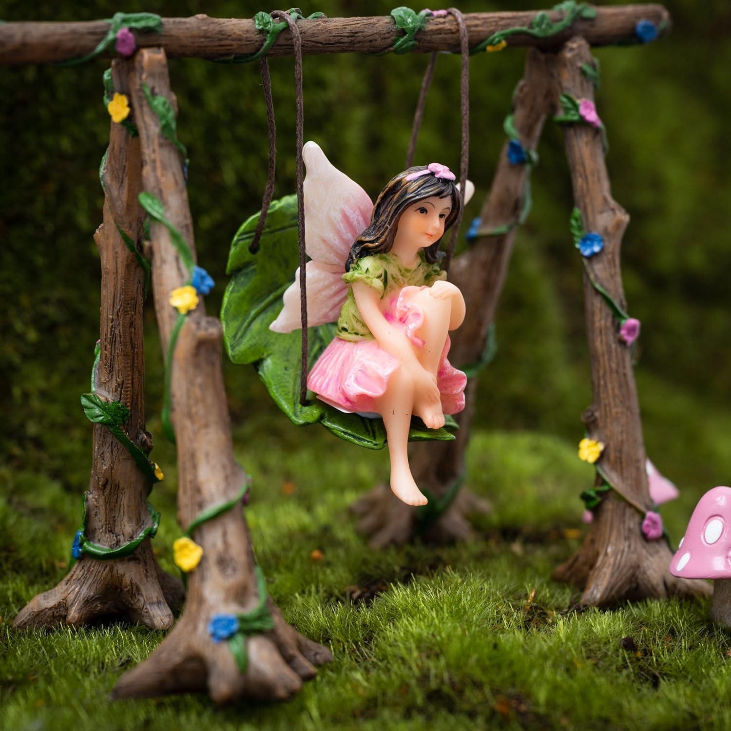 PRETMANNS Fairy Garden Accessories with Garden Fairy Figurines - Adorable Fairies for Fairy Gardens, Cute Fairy Garden Miniatures with a Fairy Furniture Kit C21