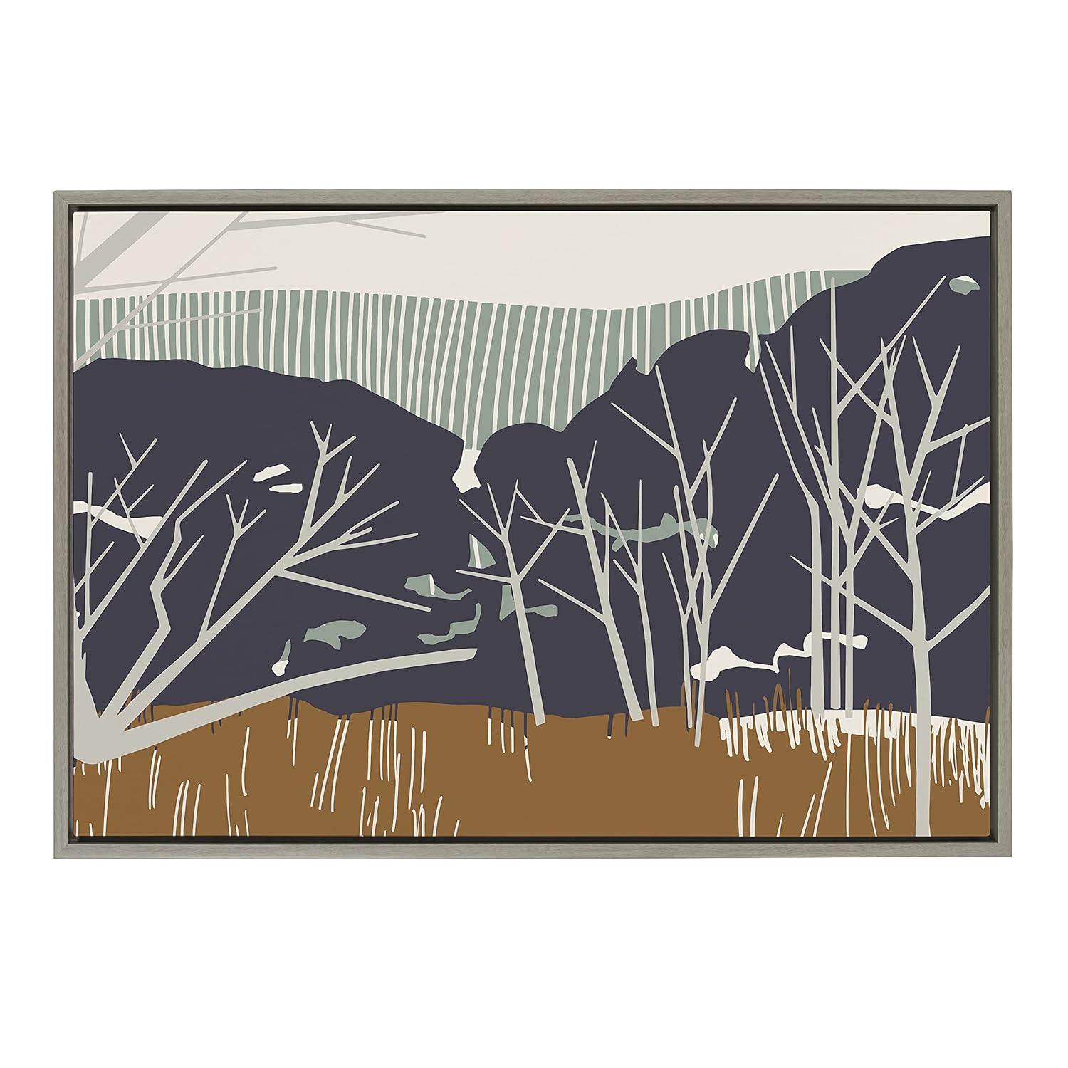 23" x 33" Sylvie Daily Walk Marsh Horizontal by Hannah Beisang Framed Wall Canvas Gray - Kate & Laurel All Things Decor