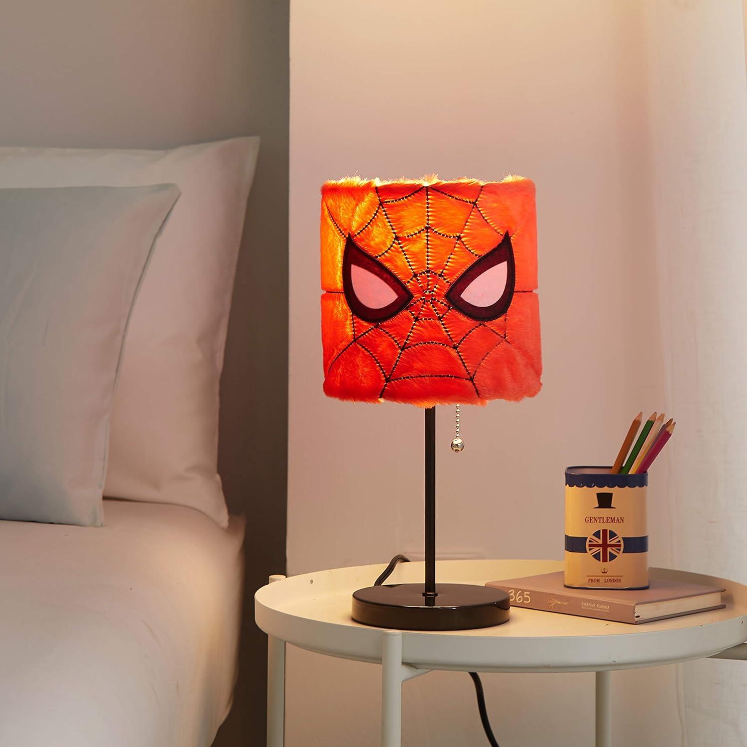 Marvel Spiderman Soft Plush Kids' Table Stick Lamp Light, 15", Red, Plug-In, 1-Light