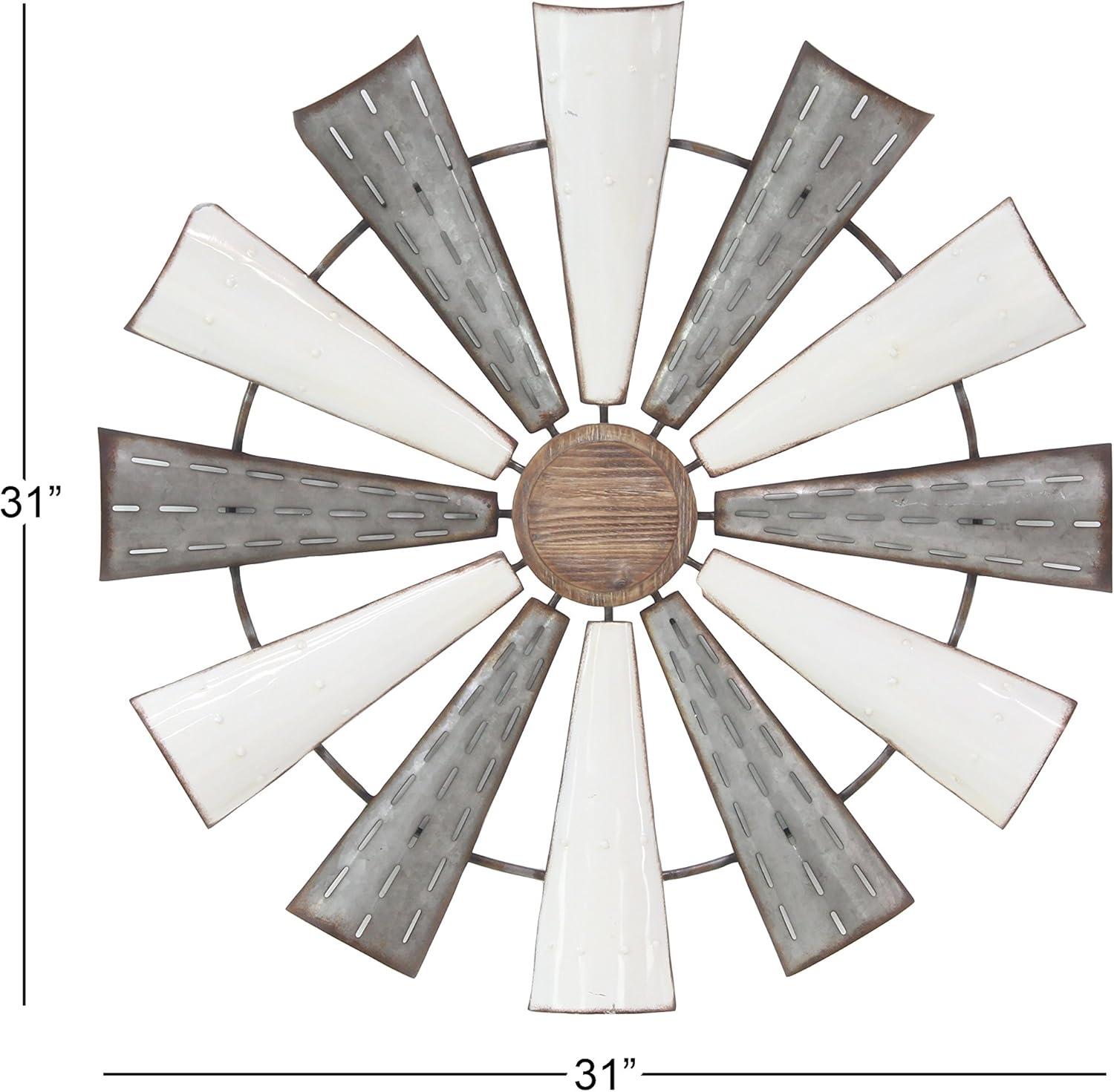Millwood Pines Metal Indoor Outdoor Windmill Brown Wall Decor