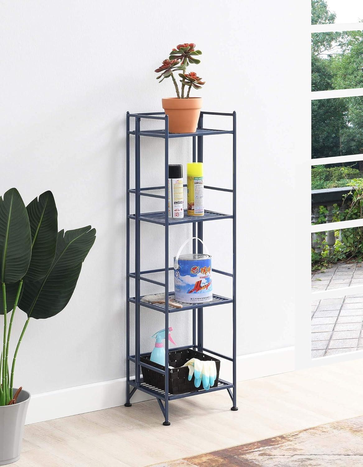 Convenience Concepts XTRA-Storage 4 Tier Folding Shelf in Black Metal Finish