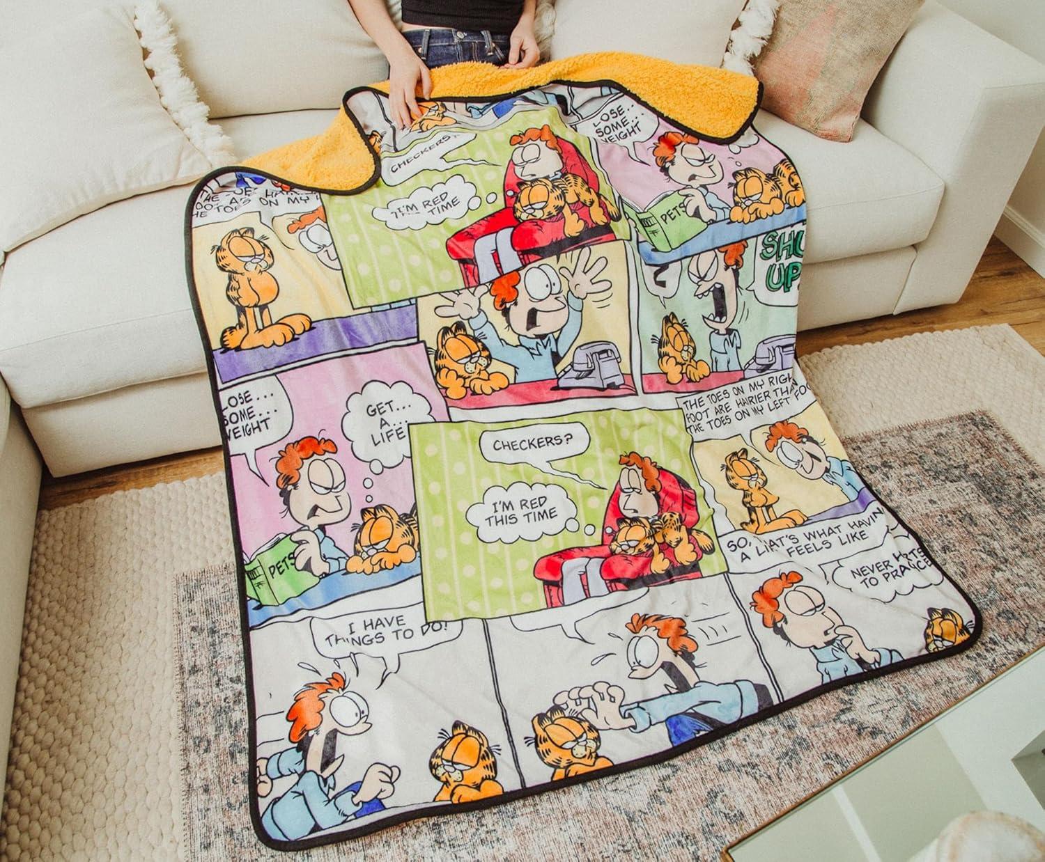 Silver Buffalo Garfield and Jon Comic Strip Panels Throw Blanket | 50 x 60 Inches