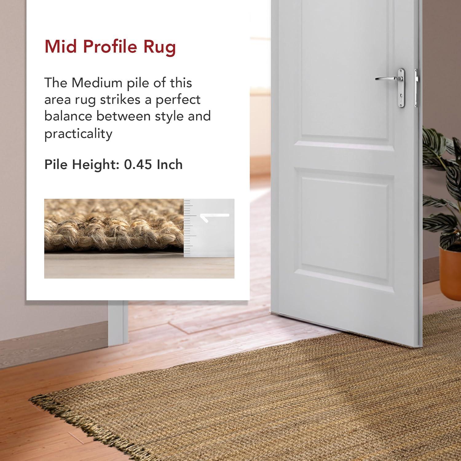Nuloom 6x9 Daniela Jute Tassel Hand Woven Indoor Area Rug, Brick, Solid Chunky Farmhouse Design, Natural Fiber BedroomLiving Room