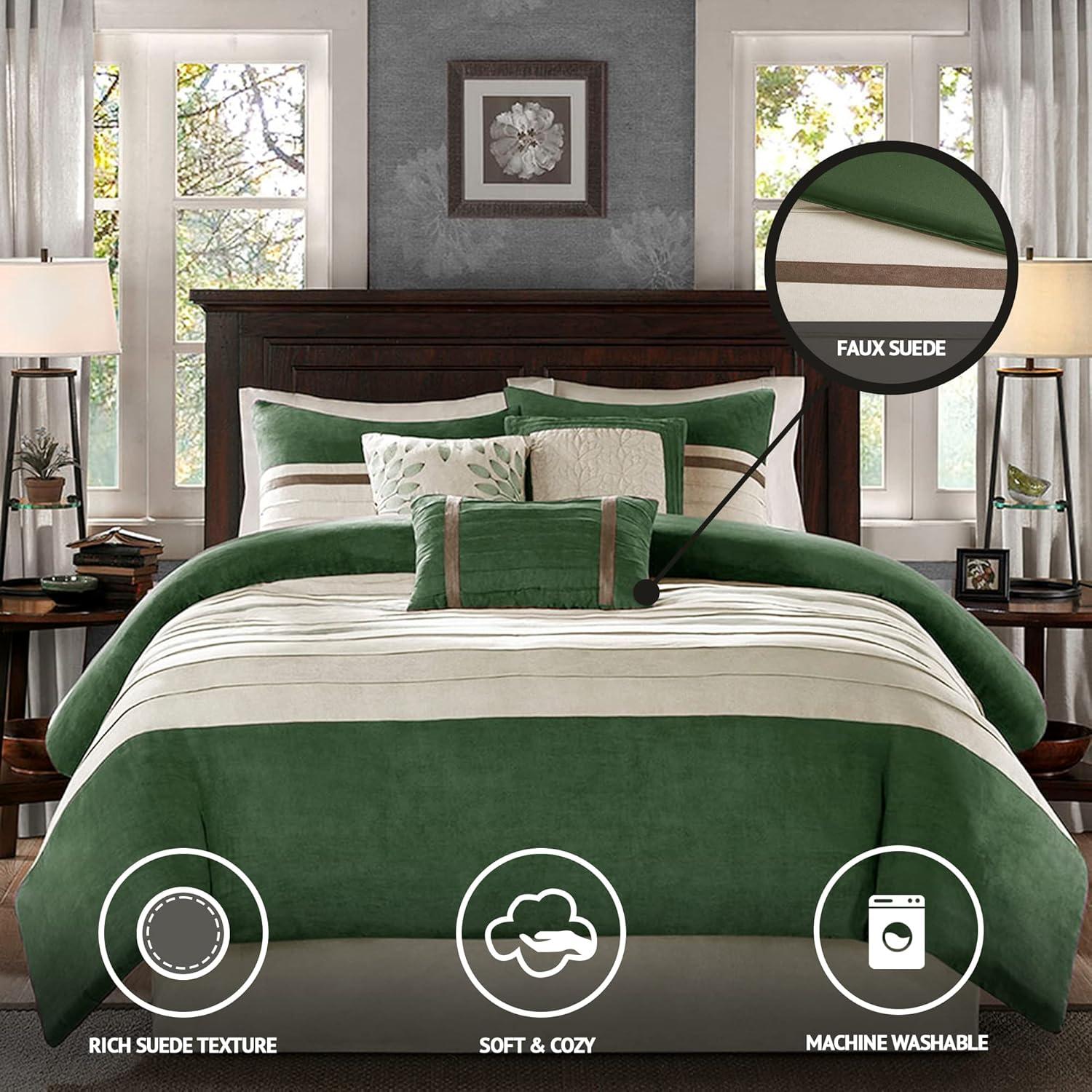 Madison Park Palmer 7 PC Pieced Faux Suede Comforter Set