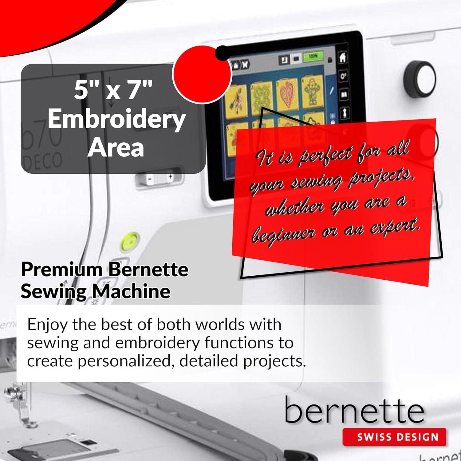 Bernette B70 10" x 6" Embroidery Machine Bundle with 3 Embroidery Hoops