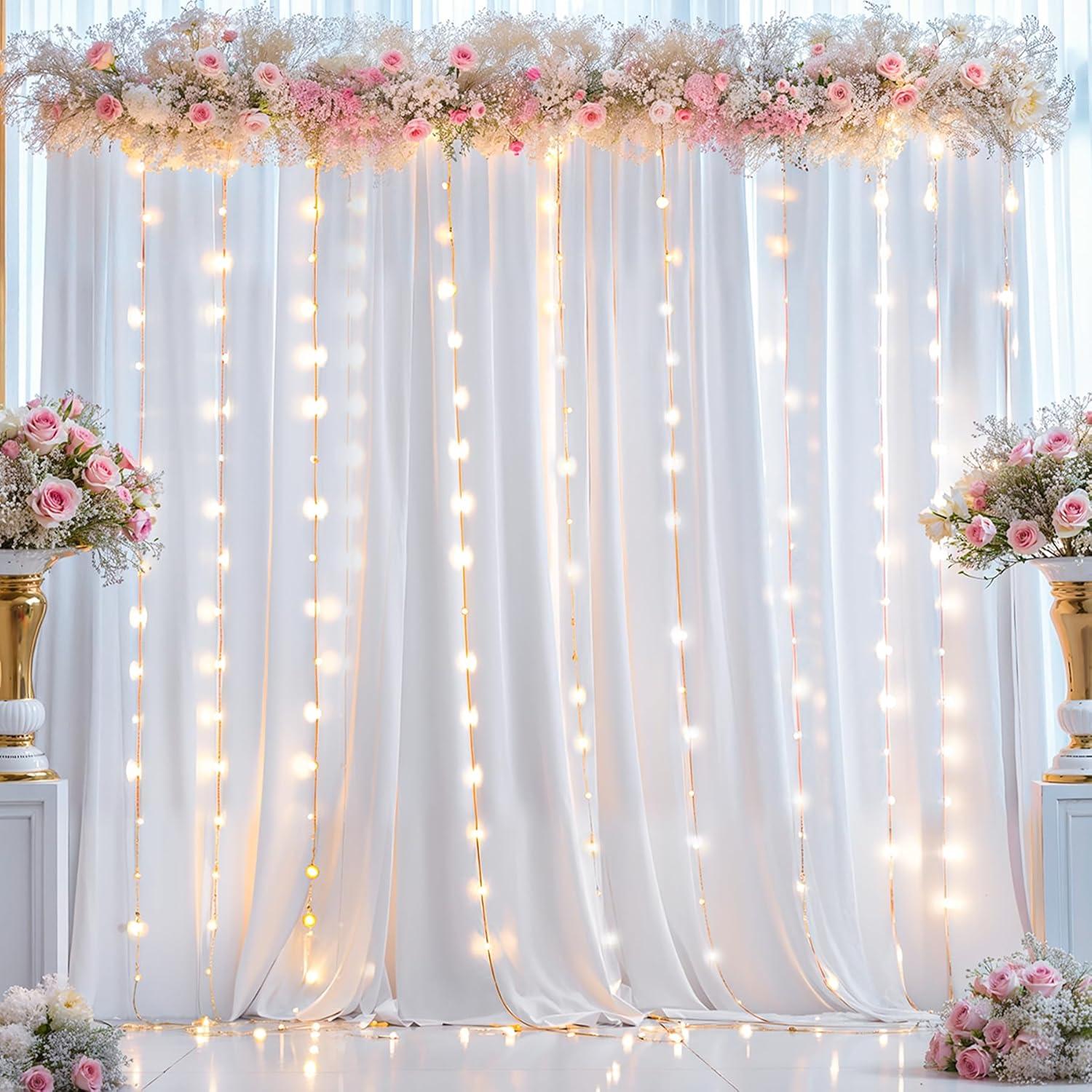 10x10ft White Backdrop Curtain for Parties Wrinkle Free Wedding Baby Curtain Backdrops for Birthday Party