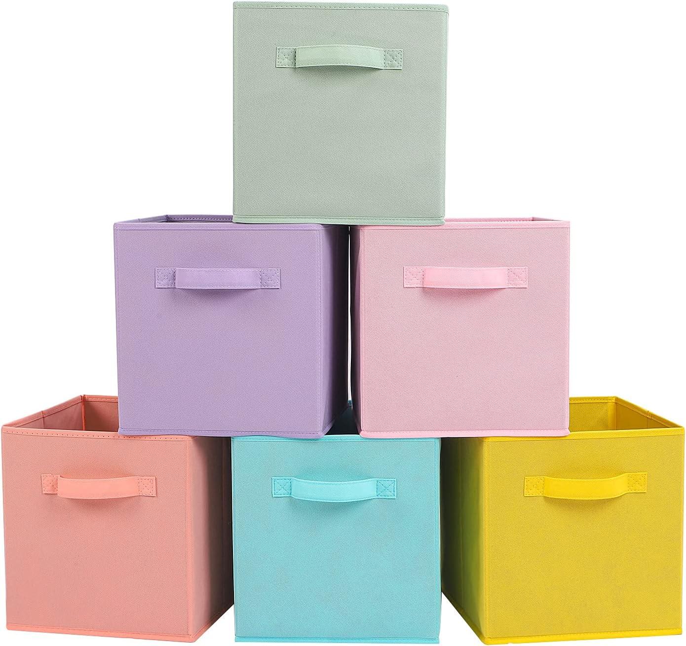 Colorful Foldable Fabric Storage Cubes for Kids, Set of 6