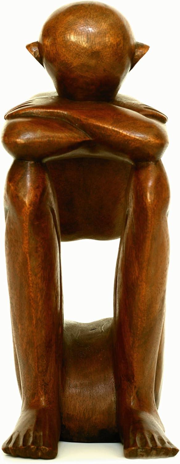 12" Wooden Handmade Abstract Sculpture Handcrafted "Resting Man" Home Decor Decorative Figurine Accent Decoration Hand Carved Statue