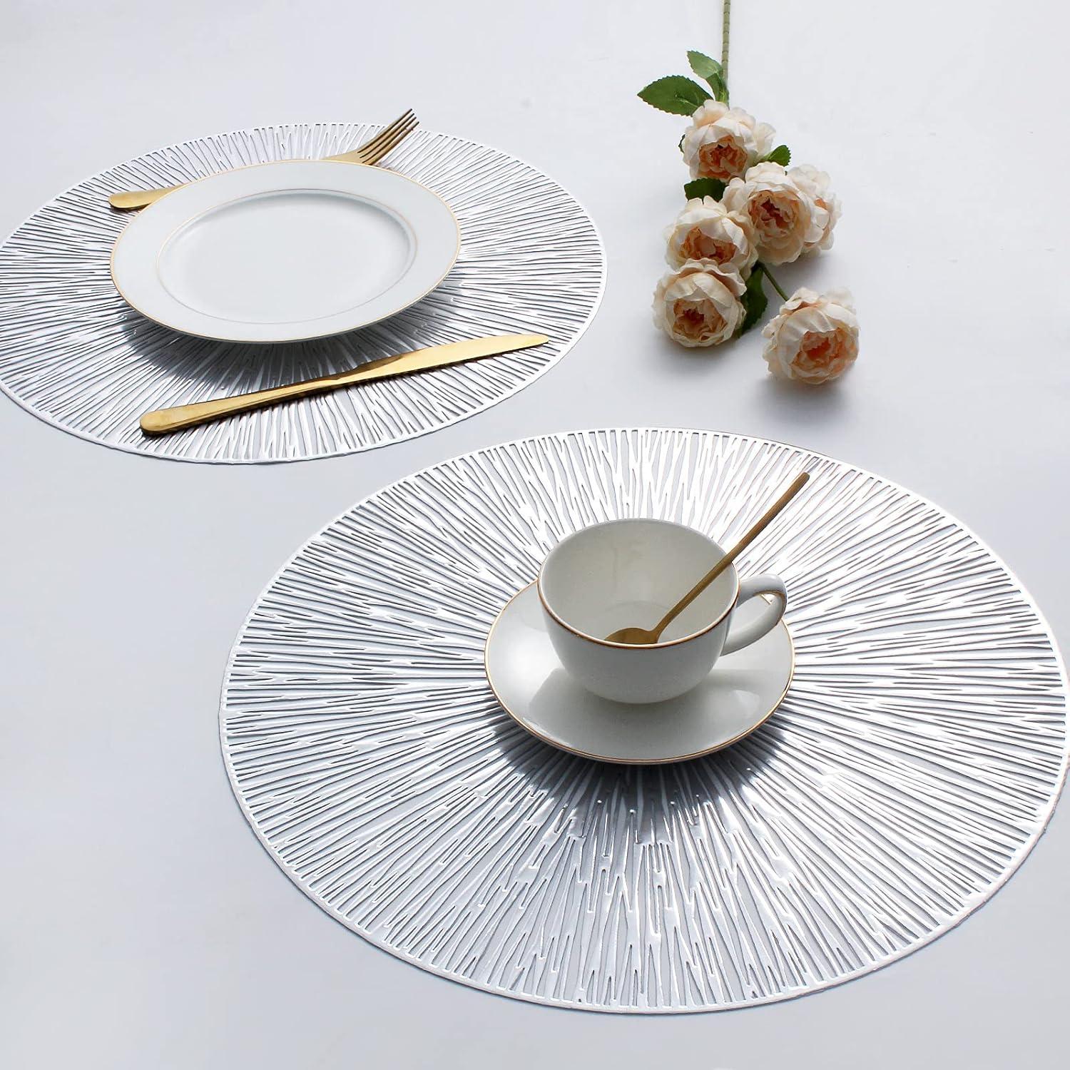 Silver Radial Circle Vinyl Placemats Set of 6