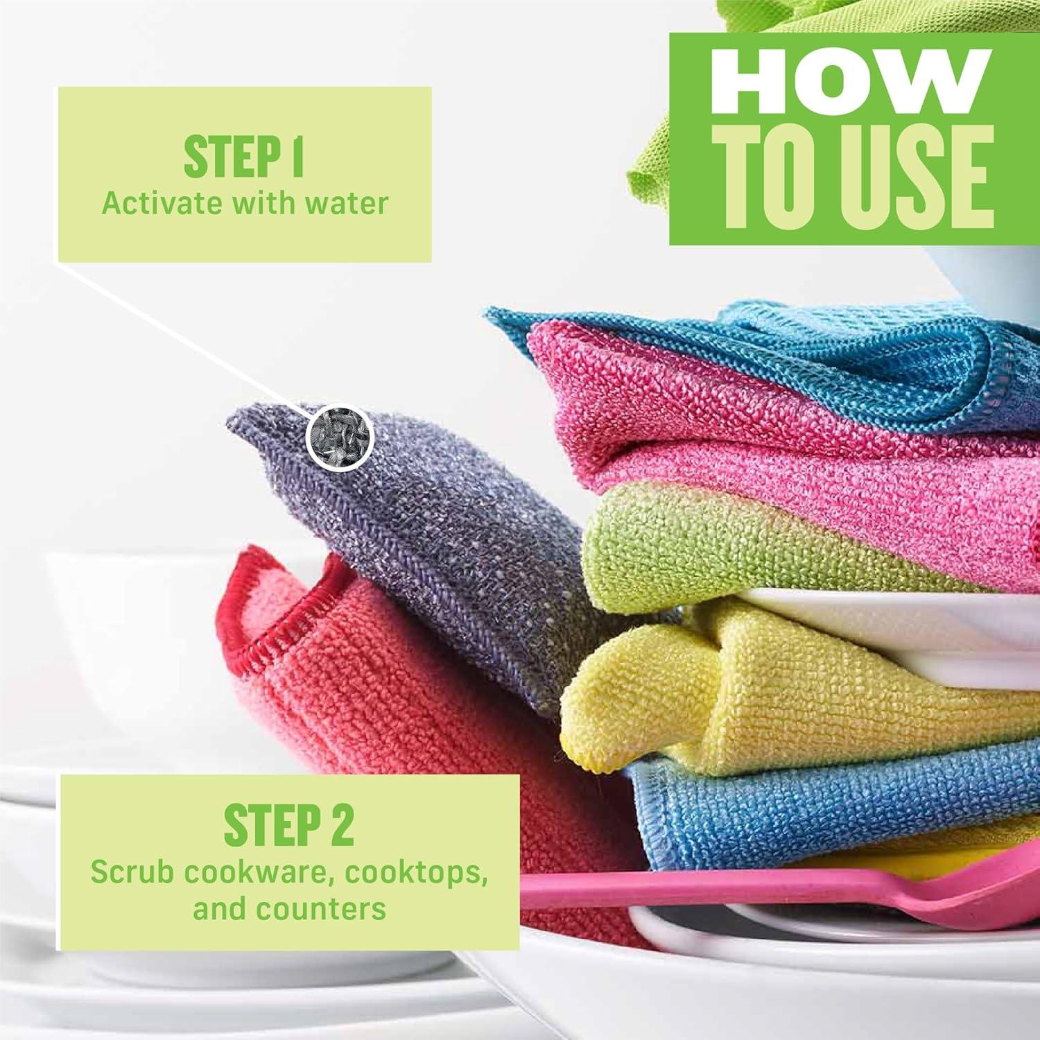 E-Cloth Non-Scratch Scrubbing Pads, Premium Microfiber Dish Scrubber and Kitchen Sponge for Cleaning, 2 Pack