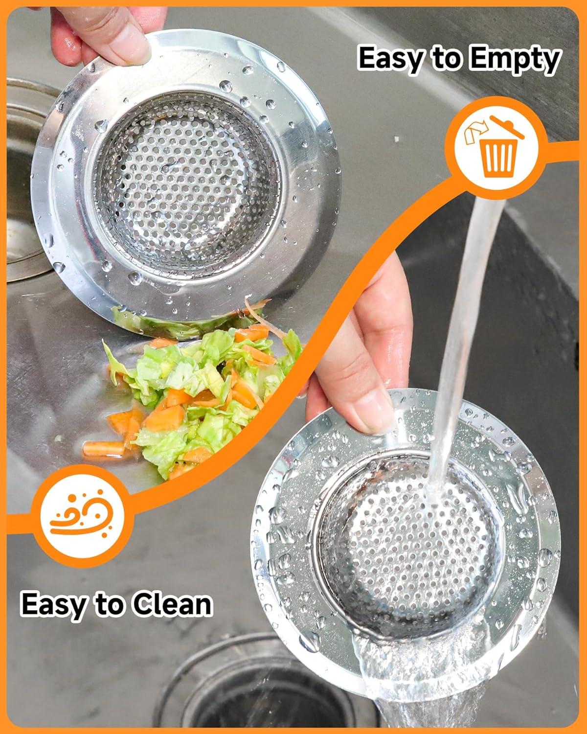 CoKoou 4.5 Inch Kitchen Sink Strainer - Stainless Steel Sink Strainers Food Scraps Catcher for Kitchen (2 Pack)