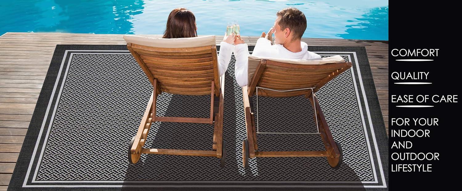Gertmenian 21571 Outdoor Rug Freedom Collection Nautical Themed Smart Care Deck Patio Carpet 8x10 Large, Floral Medallion Navy Blue
