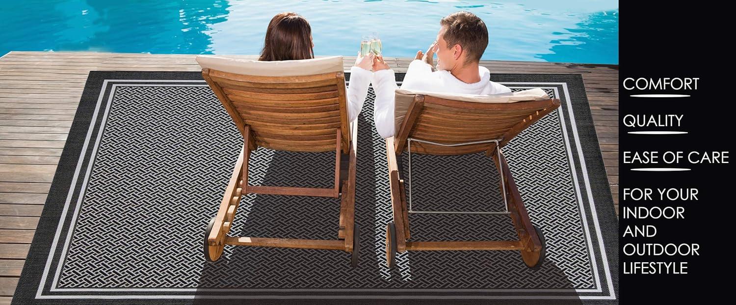 Gertmenian 21571 Outdoor Rug Freedom Collection Nautical Themed Smart Care Deck Patio Carpet 8x10 Large, Floral Medallion Navy Blue