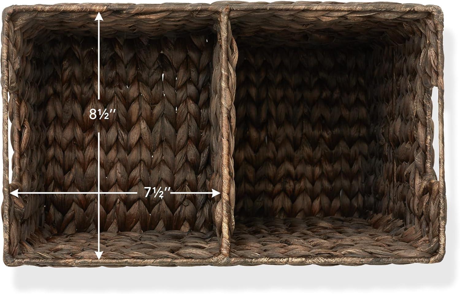 Casafield Stair Basket with Handles, Natural - Woven Water Hyacinth Staircase Step Organizer Bin