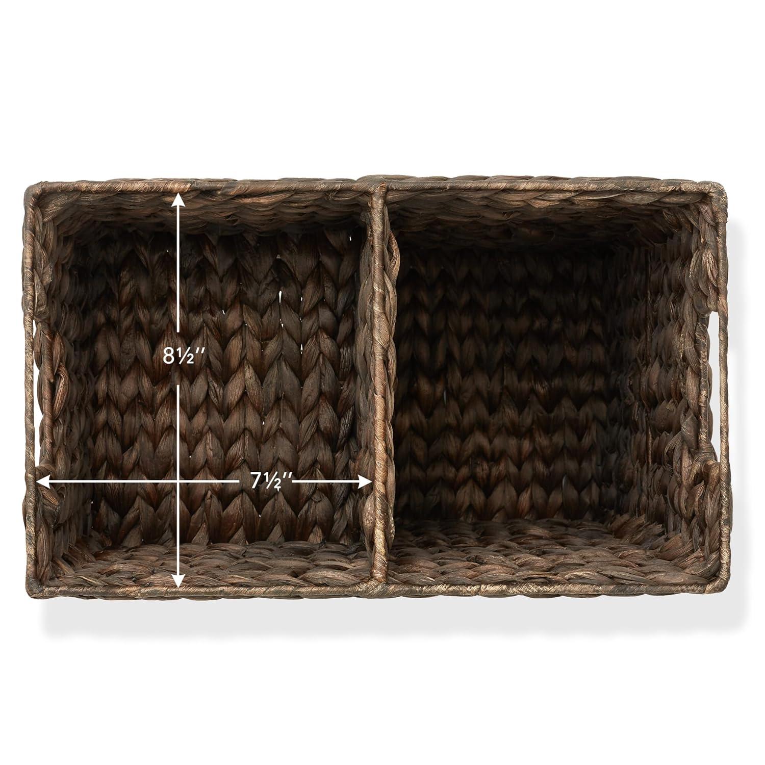 Casafield Stair Basket with Handles, Natural - Woven Water Hyacinth Staircase Step Organizer Bin