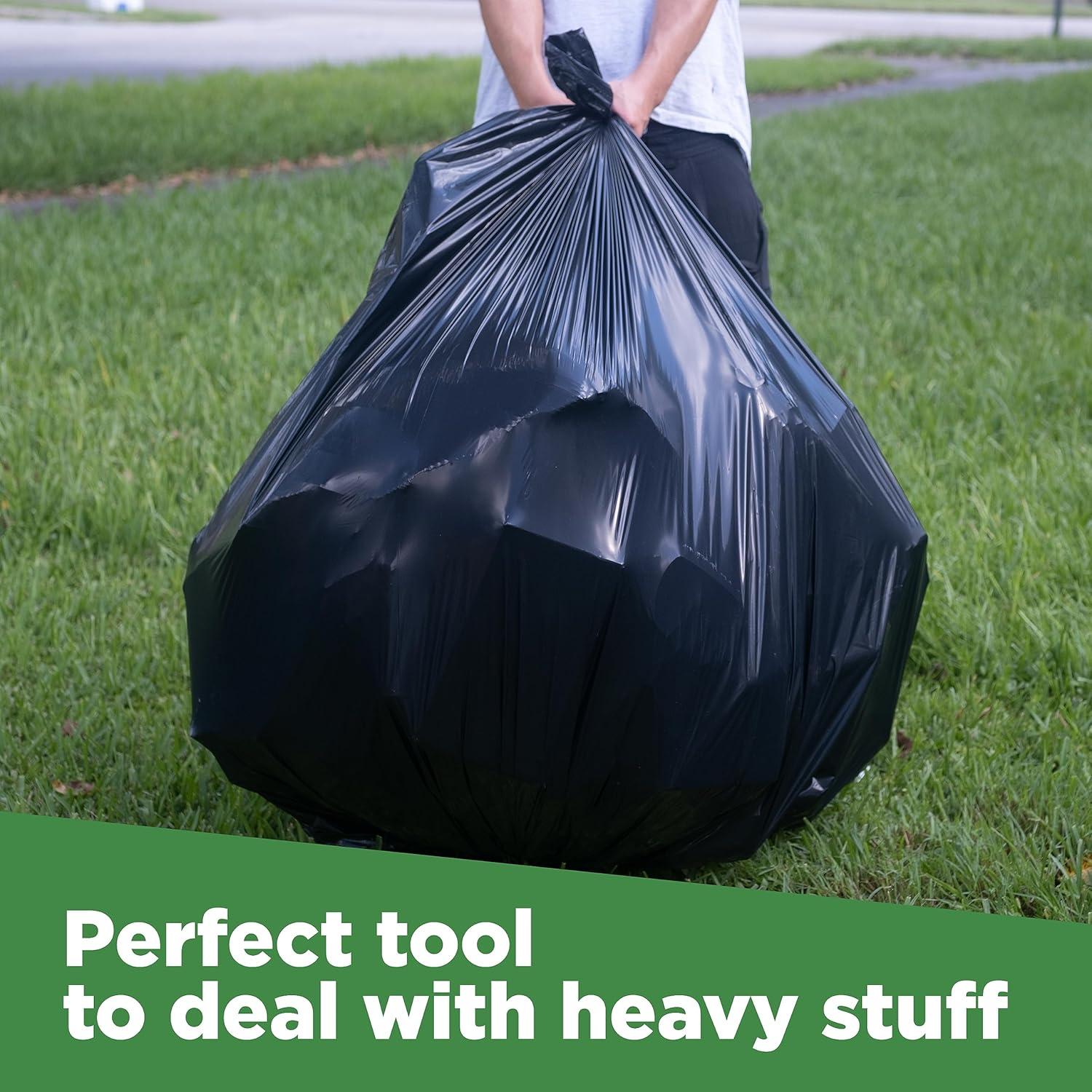 ToughBag 95-96 Gallon Trash Bags (25 Count) Heavy-Duty Trash Can Liners, 1.2 Mil Thick, 61x68" - Made In USA