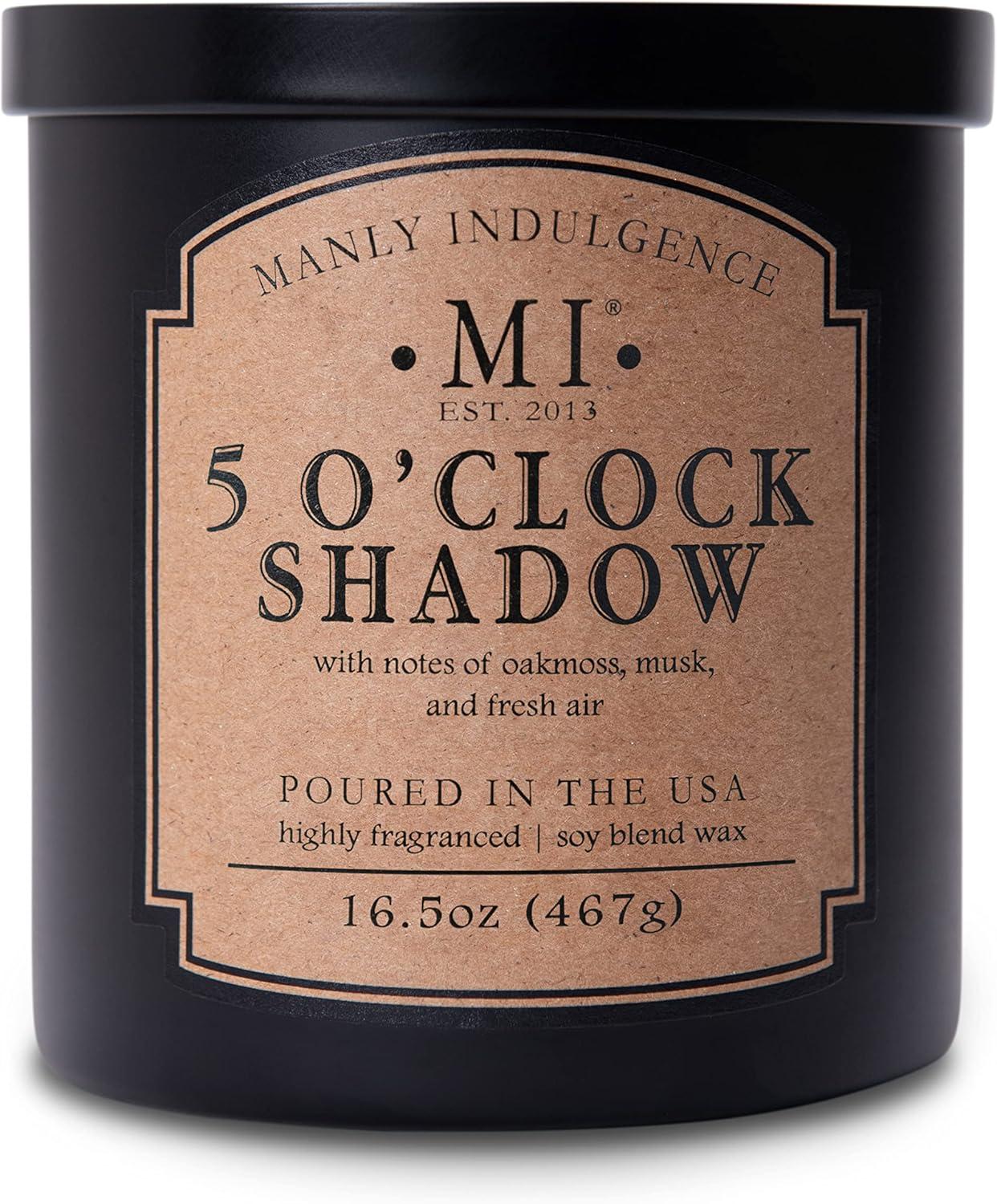 Manly Indulgence Classic+ Five O'Clock Scented Jar Candle, 2 Wick, 16.5 oz, 60h Burn, Aromatic