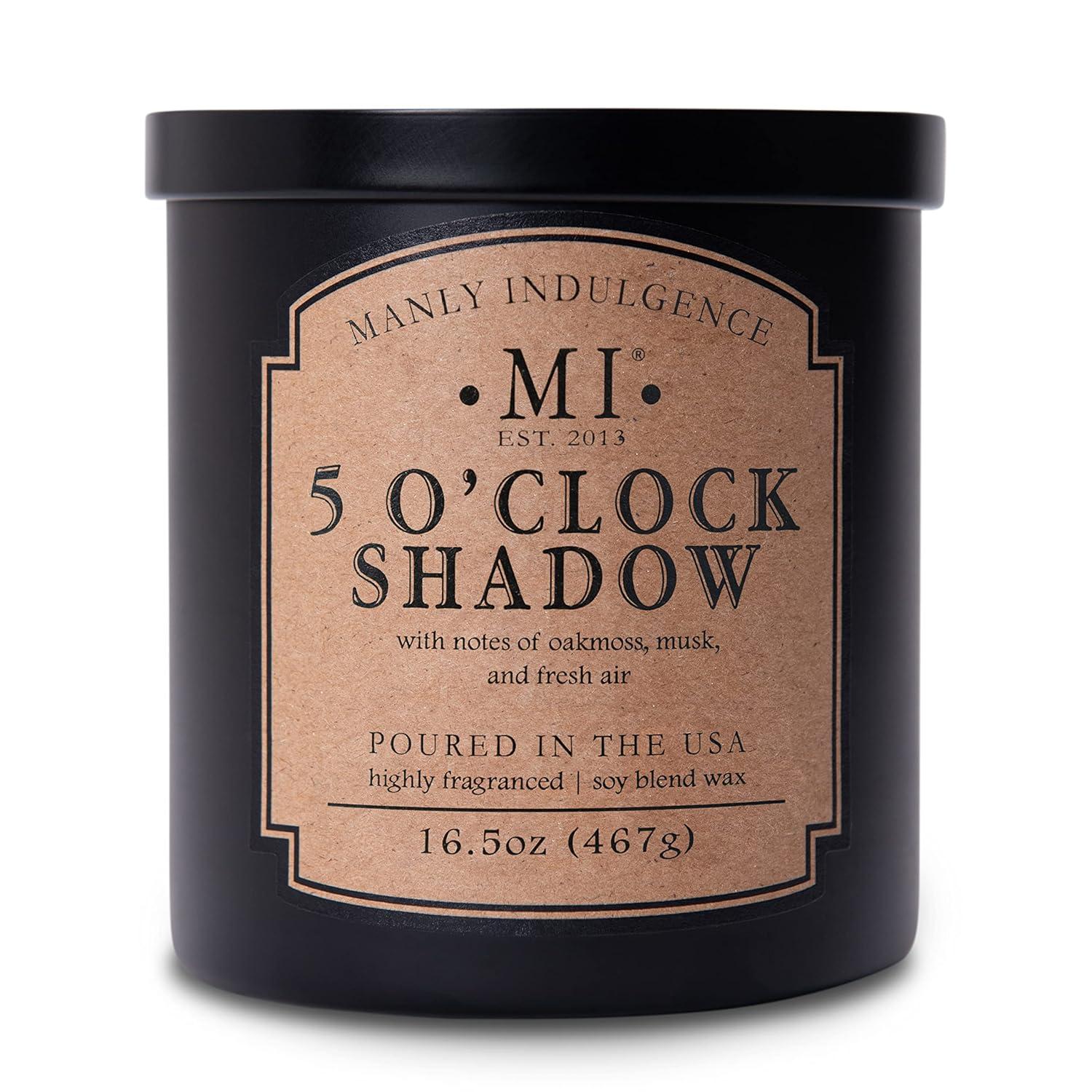 Manly Indulgence Classic+ Five O'Clock Scented Jar Candle, 2 Wick, 16.5 oz, 60h Burn, Aromatic