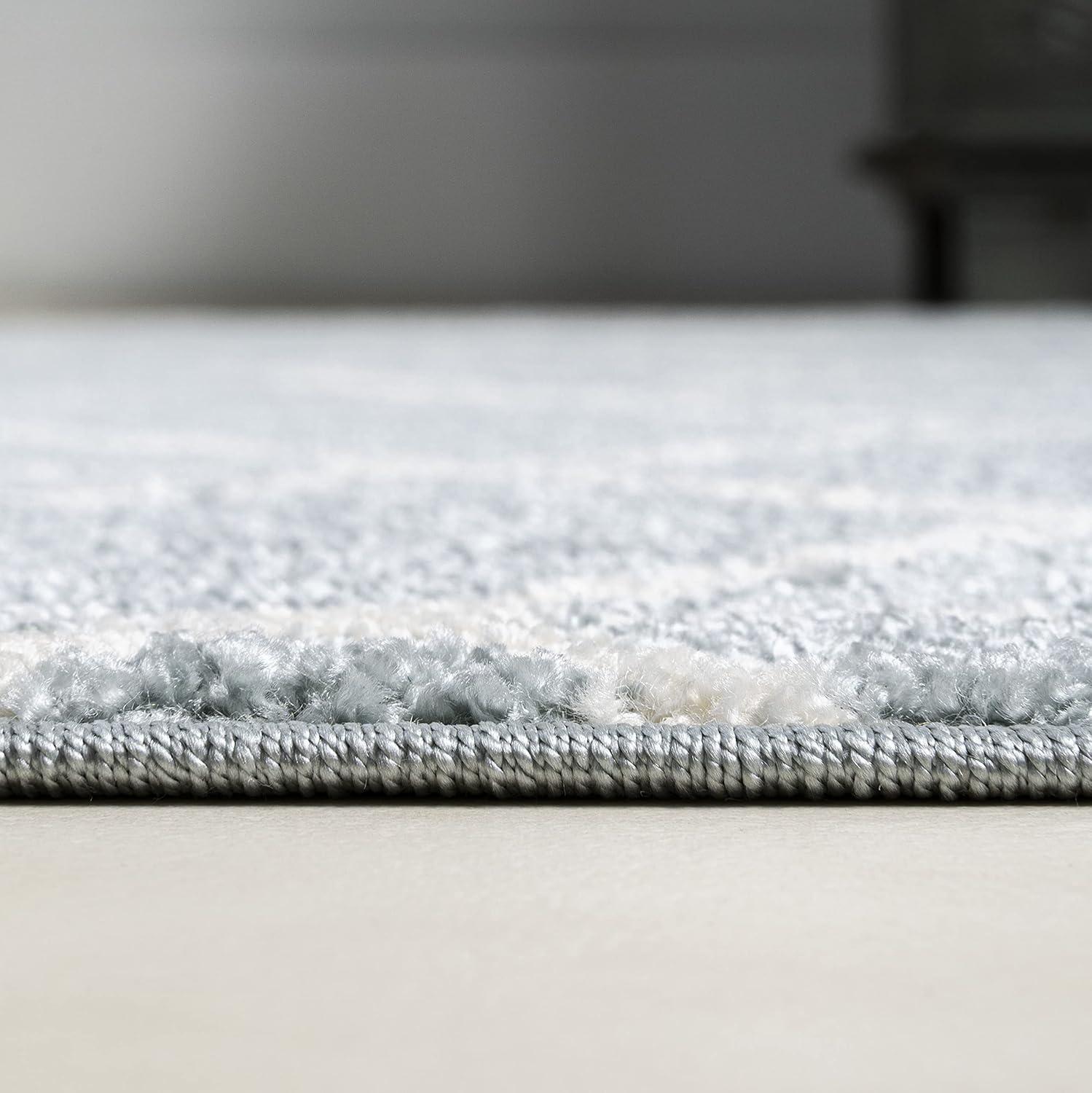 4'x6' Tumbling Blocks Modern Geometric Area Rug, Light Blue/White - JONATHAN Y