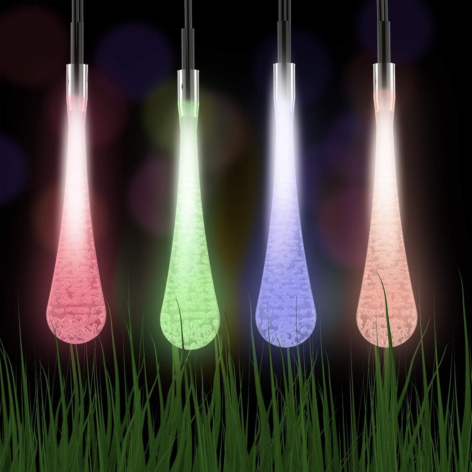 Pure Garden 50-LG1016 String SSF20 Set of 2 30 Bulb Solar Power Outdoor LED Decor Tear Drop Lighting with 8 Modes and Rechargeable Battery (Multi-Color)