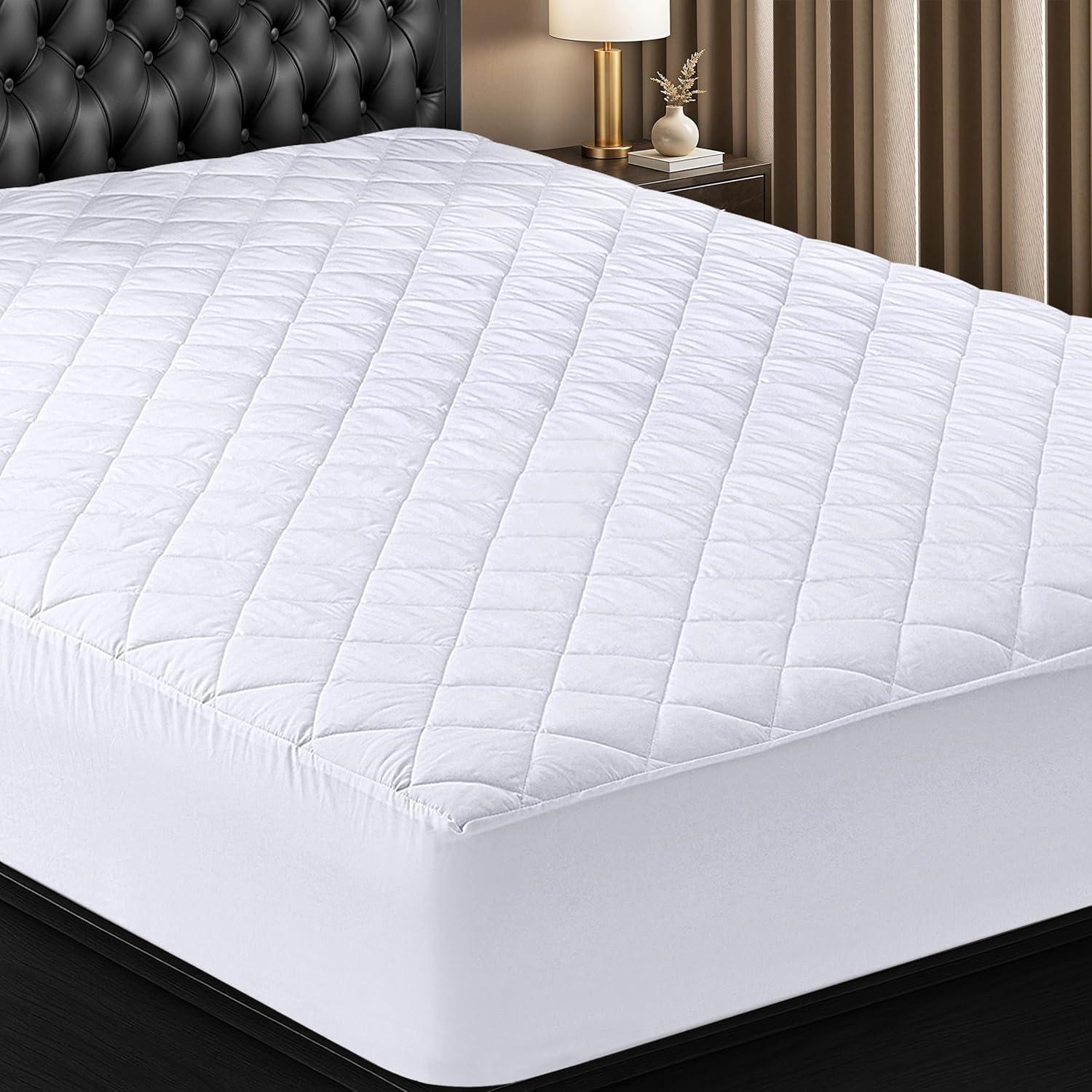 Utopia Bedding Microfiber Mattress Topper King , Quilted Fitted Mattress Pad Deep Pocket up to 16 inches, Machine Washable Mattress Protector