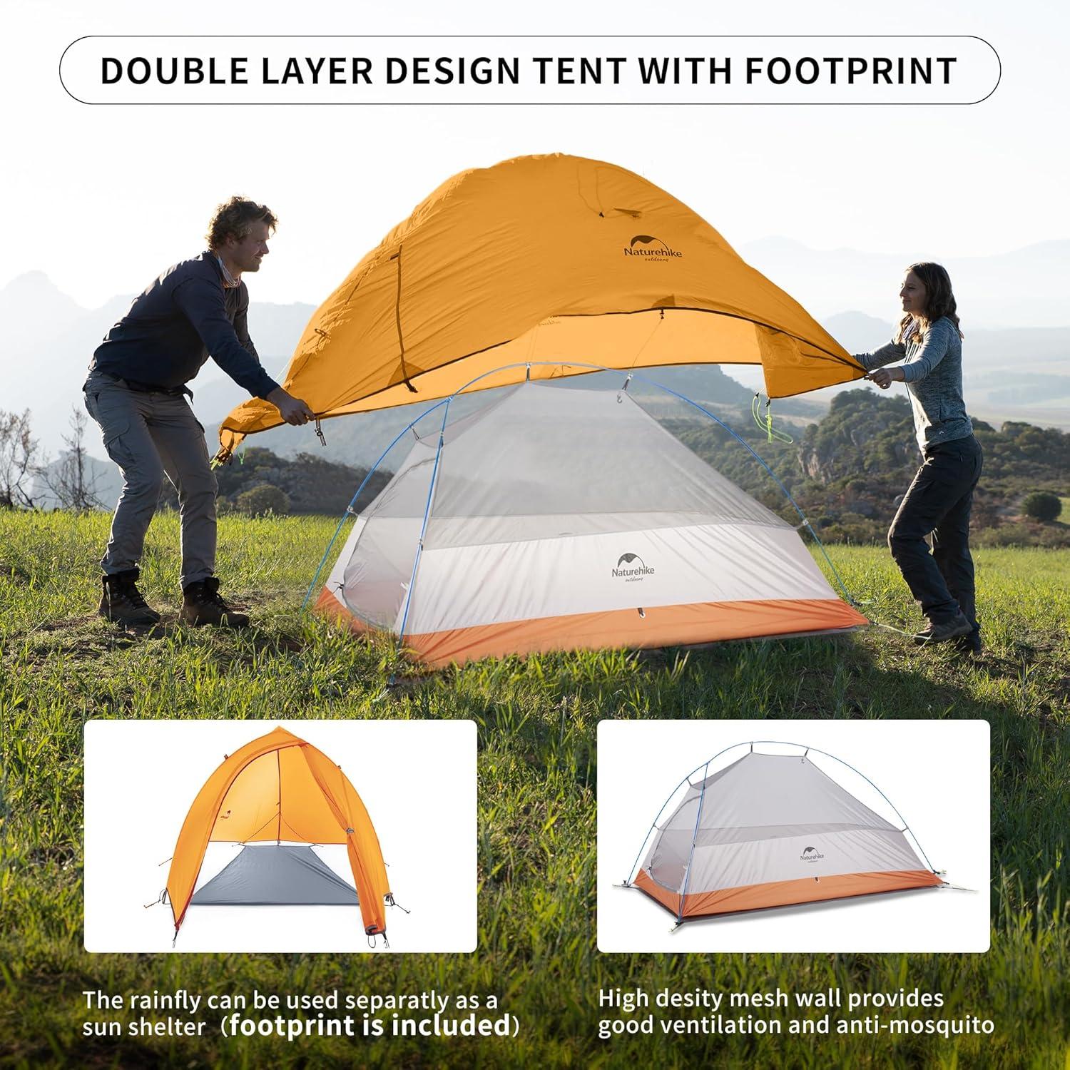 Naturehike Cloud-Up 1/2/3 Person Backpacking Tent Lightweight Waterproof