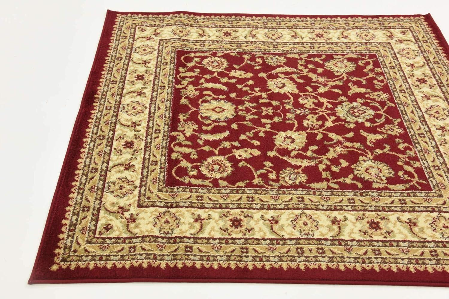 YOSITiuu Aditi Collection Rug – 4' Square Red Low Rug Perfect for Living Rooms, Kitchens, Entryways