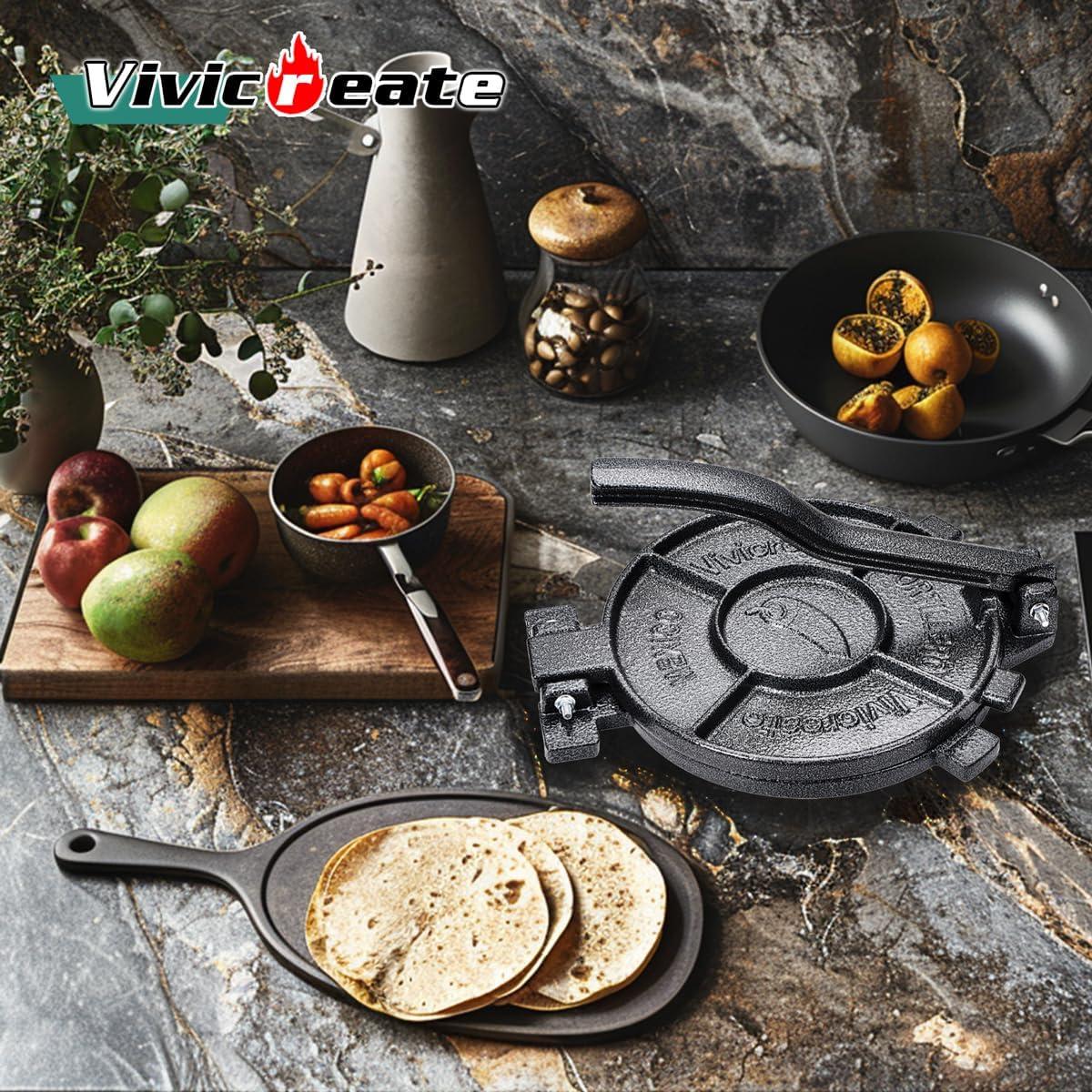 Vivicreate Tortilla Press,Tortilla Maker, Dough Press,Flour Tortilla press, Rotis Press, Quesadilla,Tortilla Makers (10 inch)