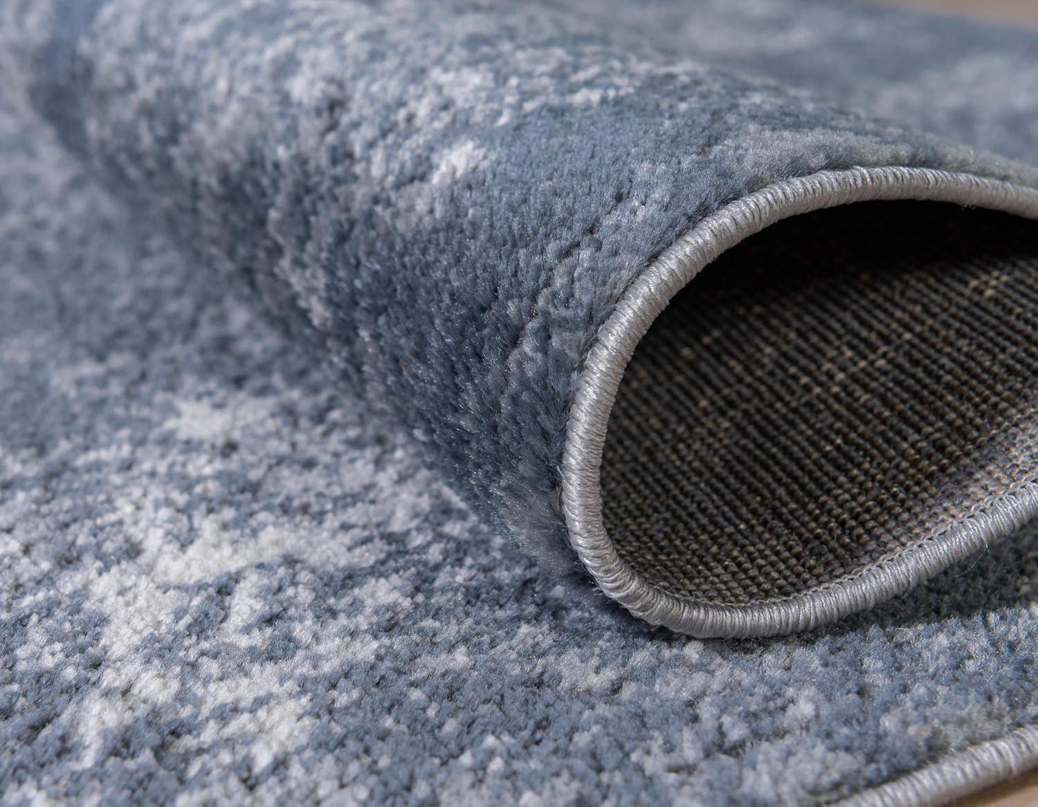 5'x8' Haze Solid Low-Pile Area Rug, Light Gray - JONATHAN Y