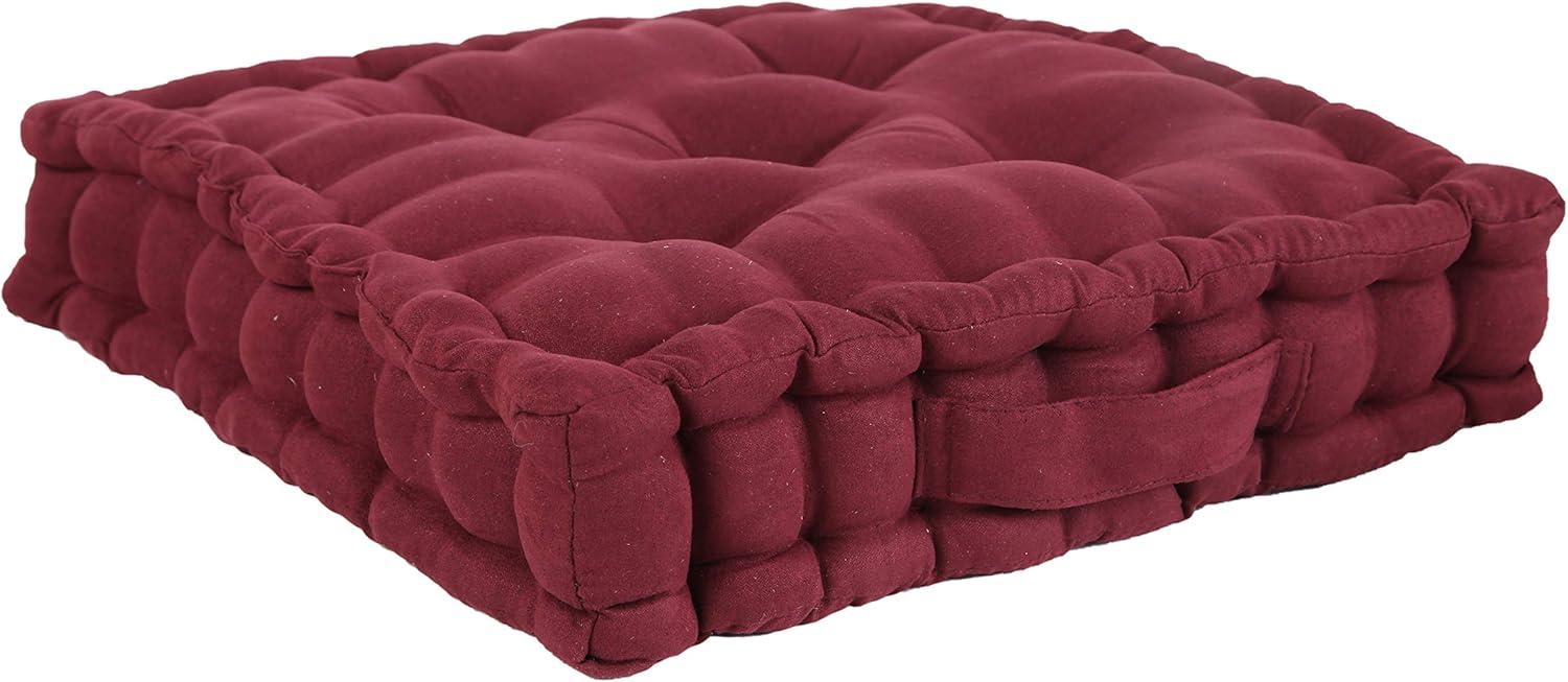 Collections Etc Tufted Padded Boosted Cushion and Support - Plush Seating for Chair with Carrying Handle, Burgundy