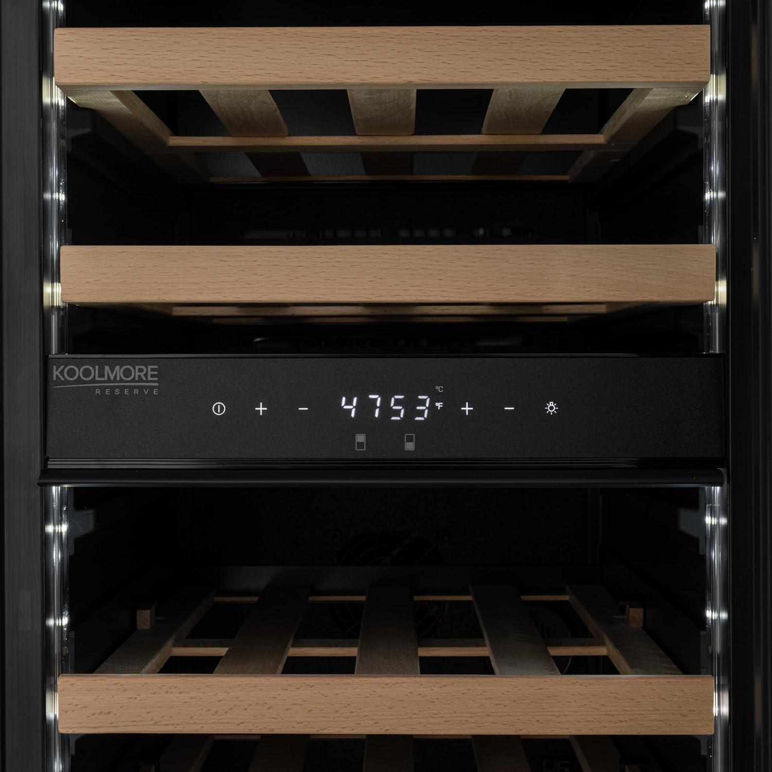 KoolMore KoolMore Reserve 15 in. Under-Counter Panel Ready Dual Zone 23 Bottle Wine Cooler Shelves
