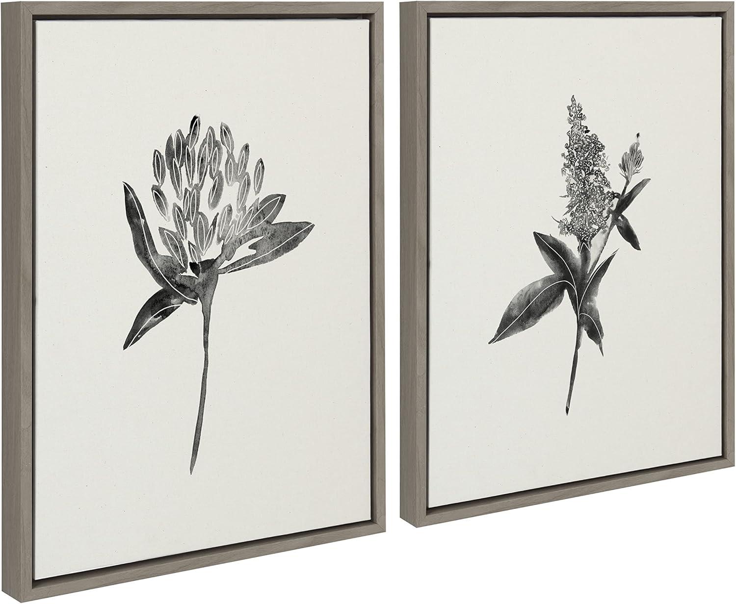 (Set of 2) 18" x 24" Sylvie Vintage Botanical 1 and 2 Framed Canvas - Kate & Laurel All Things Decor