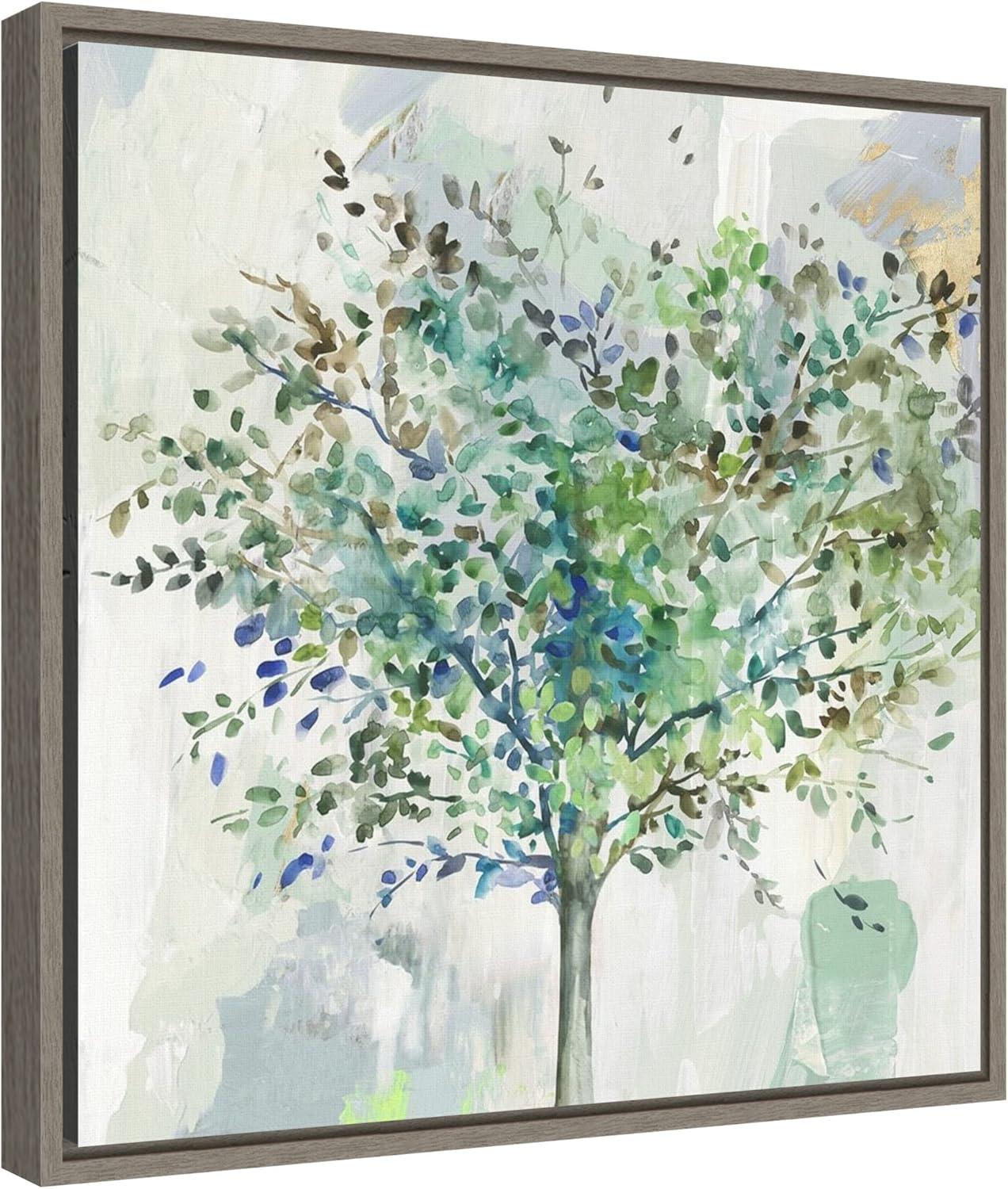 Amanti Art Glorious Still Moment (Green Tree) by Allison Pearce Canvas Wall Art Print Framed 16 x 16-in.