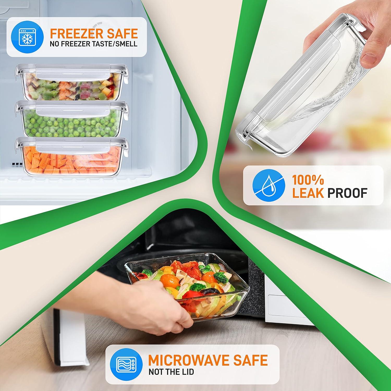 NutriChef 30oz. Glass Food Storage Container