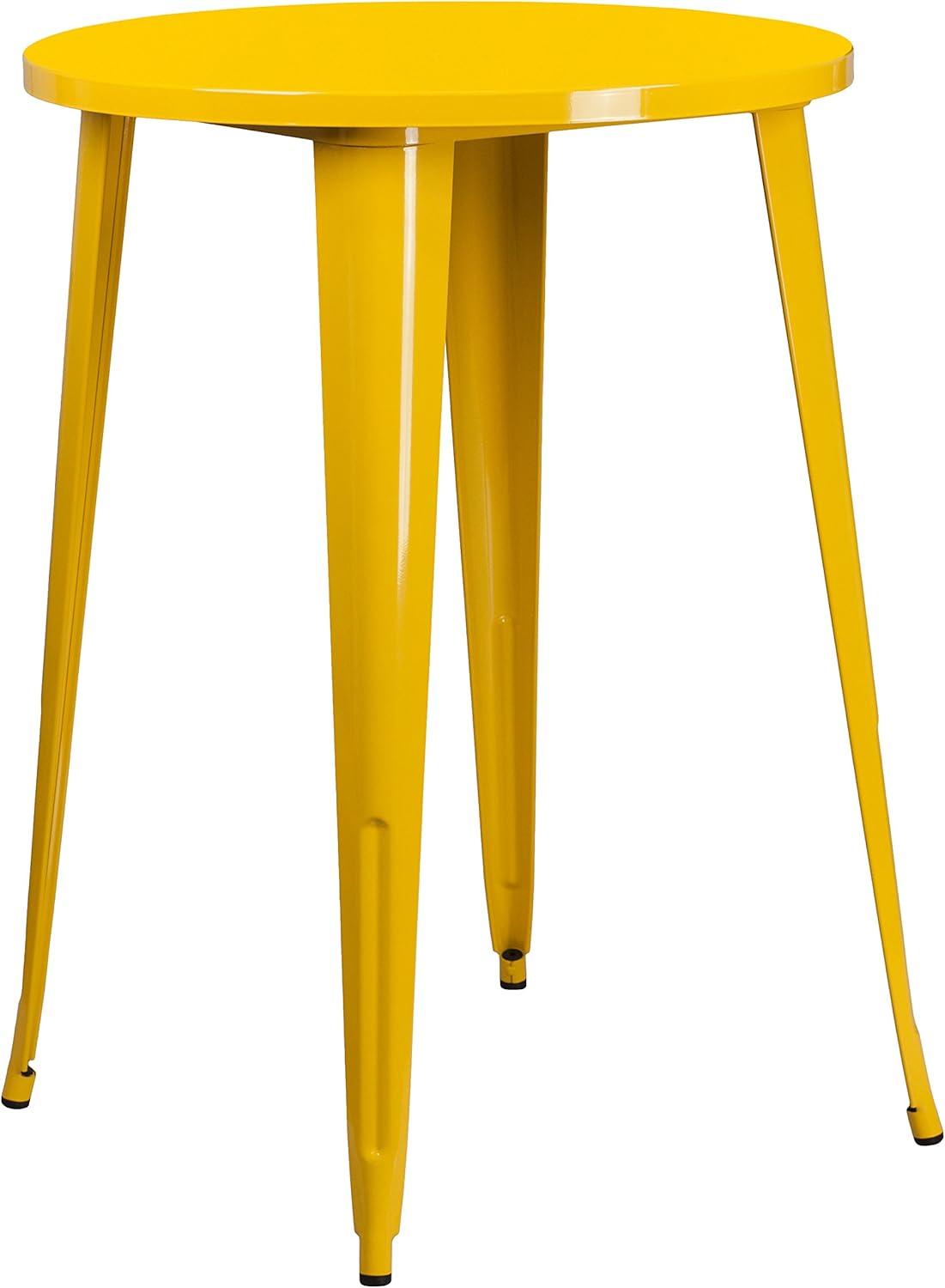 Emma and Oliver Commercial Grade 30" Round Yellow Metal Indoor-Outdoor Bar Height Table