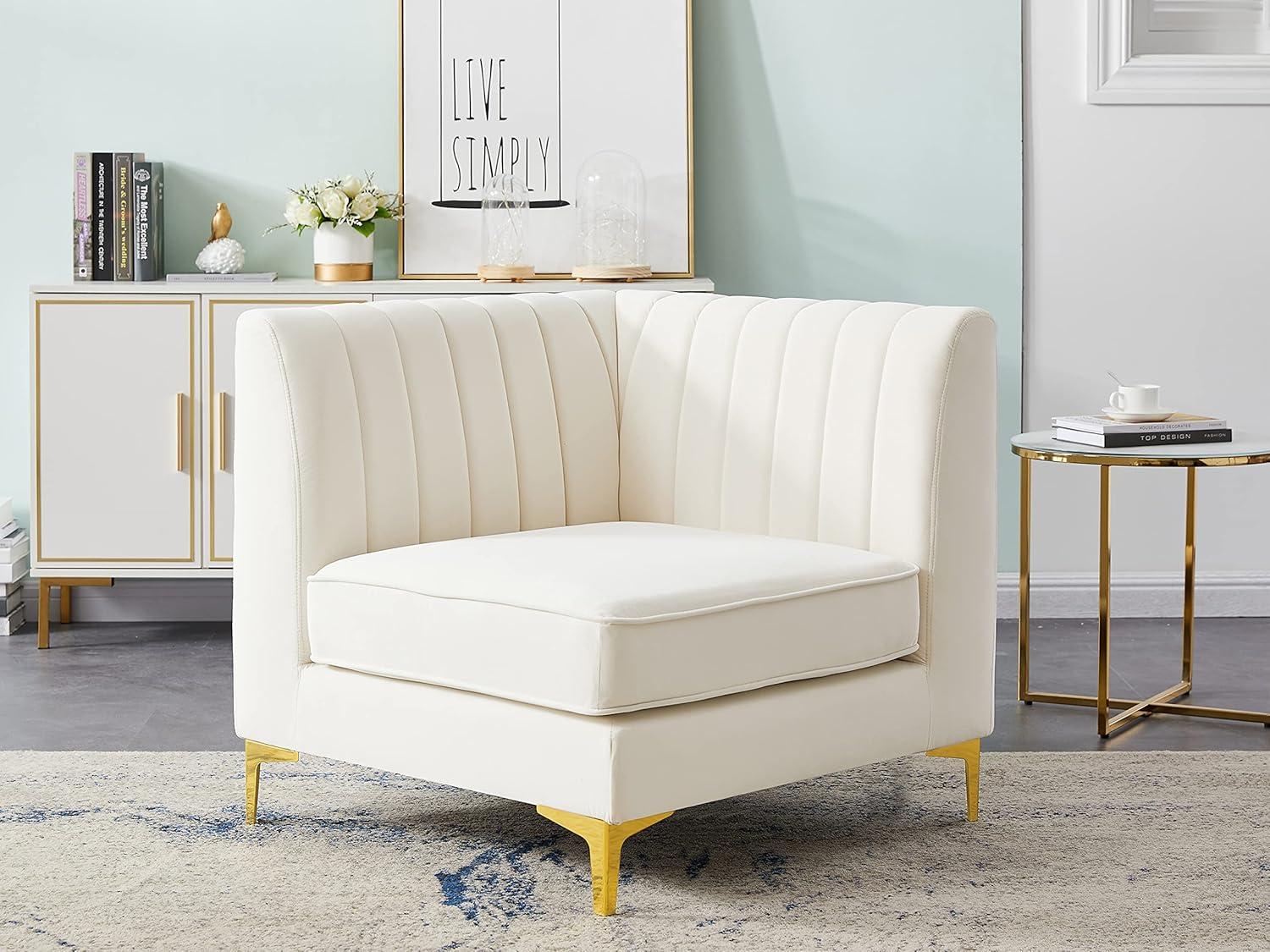 Meridian Furniture Alina Cream Velvet Corner Chair