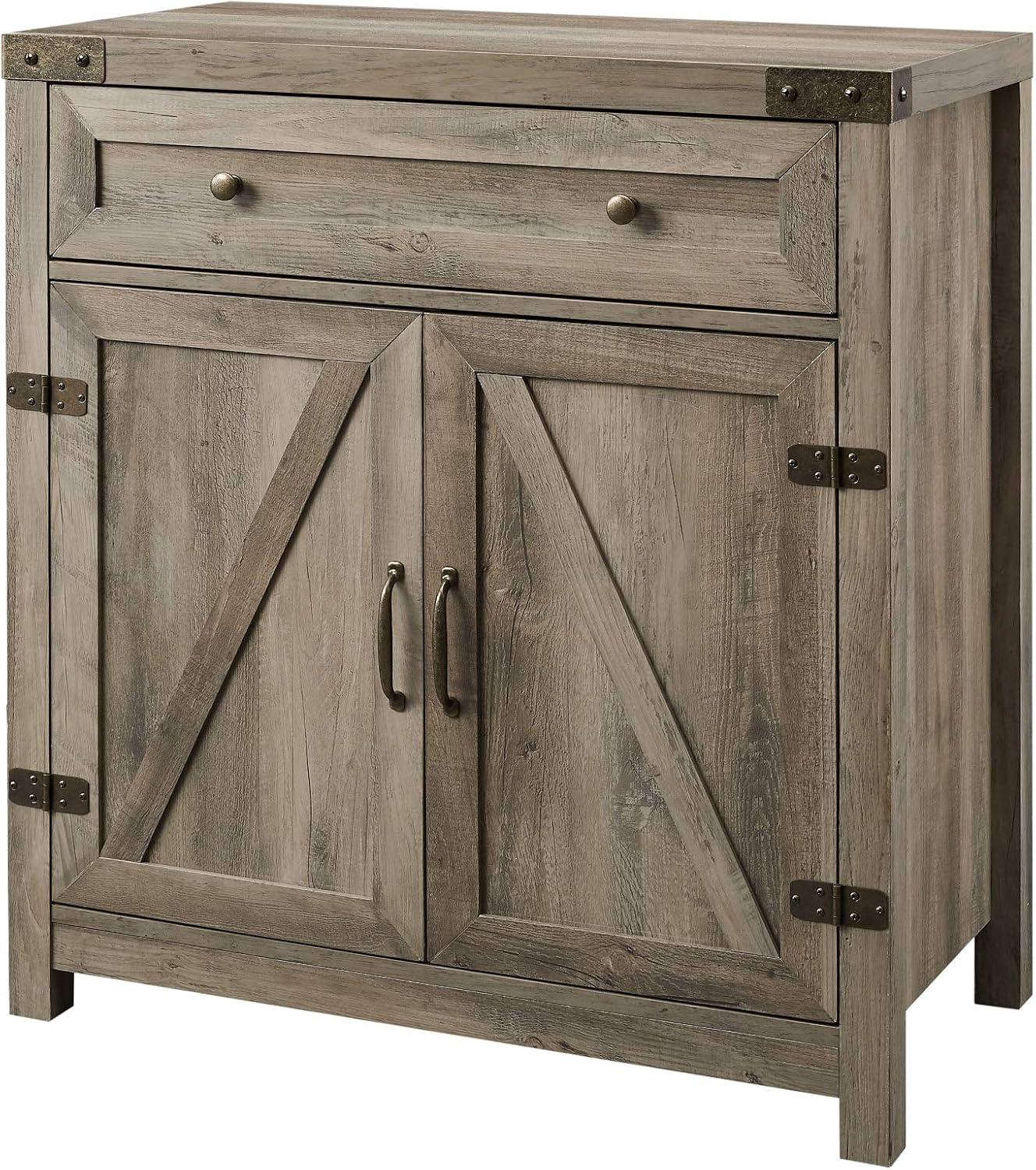 Walker Edison Sliding Barn Door Accent Cabinet, Grey Wash