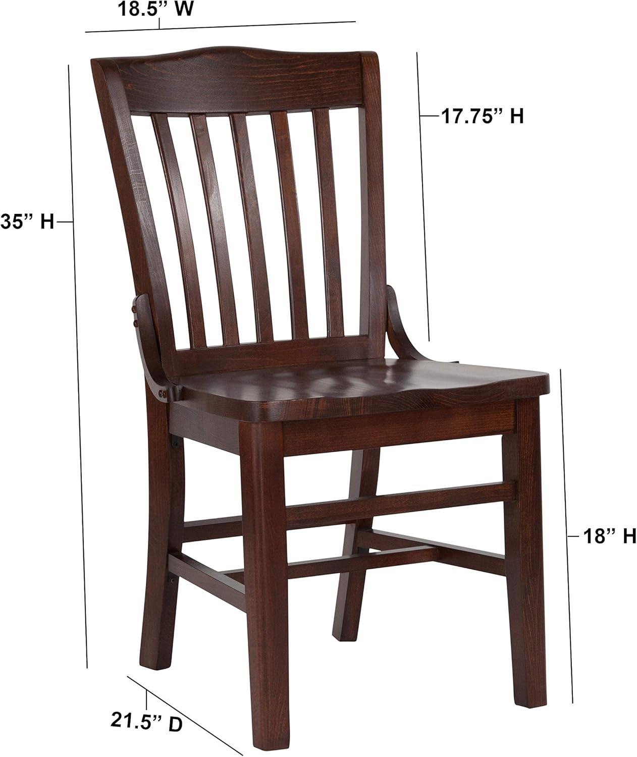 Traditional Walnut Wood Slat Back Dining Chair