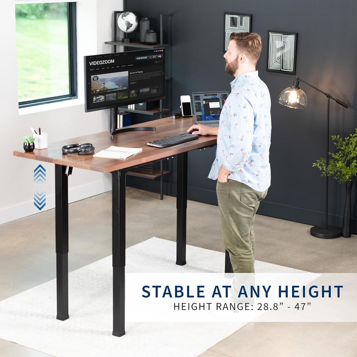 VIVO Black Electric Dual-Motor Height Adjustable 4-Leg Standing Desk Frame