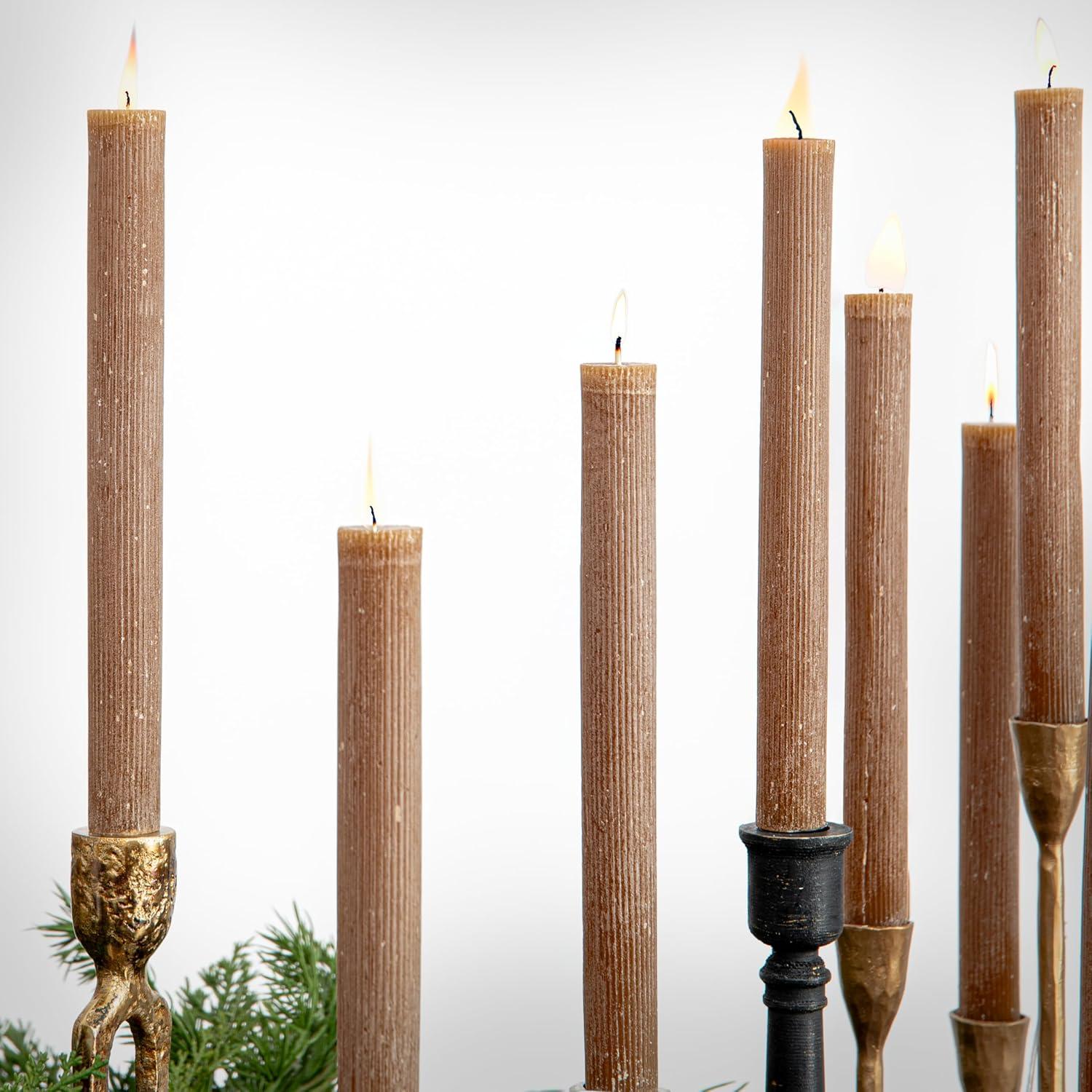 Creative Co-Op Unscented Pleated Taper Candles in Box, Set of 12