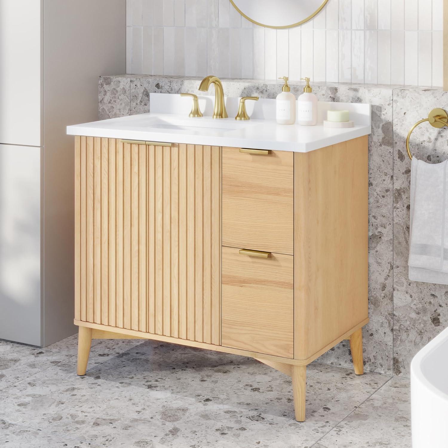 Miseno Mv-Berk36-15Vva Indy 36" Free Standing Single Basin Vanity Set - Onyx Black / White