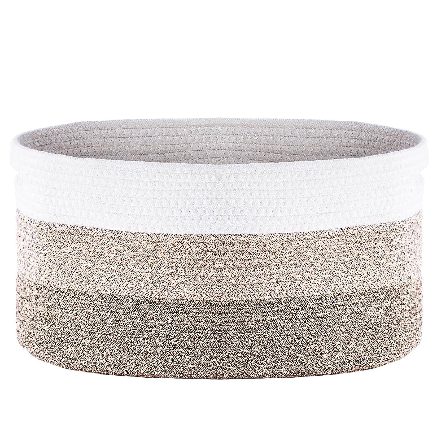VEVOR Cotton Rope Basket, 22L, 3 Packs Storage Basket, Woven Basket Bins with Handles, Decorative Shelf Organizer Towel Hamper, Boho Toy Basket for Organizing Books Clothes Living Room 15 x 10 x 9 in