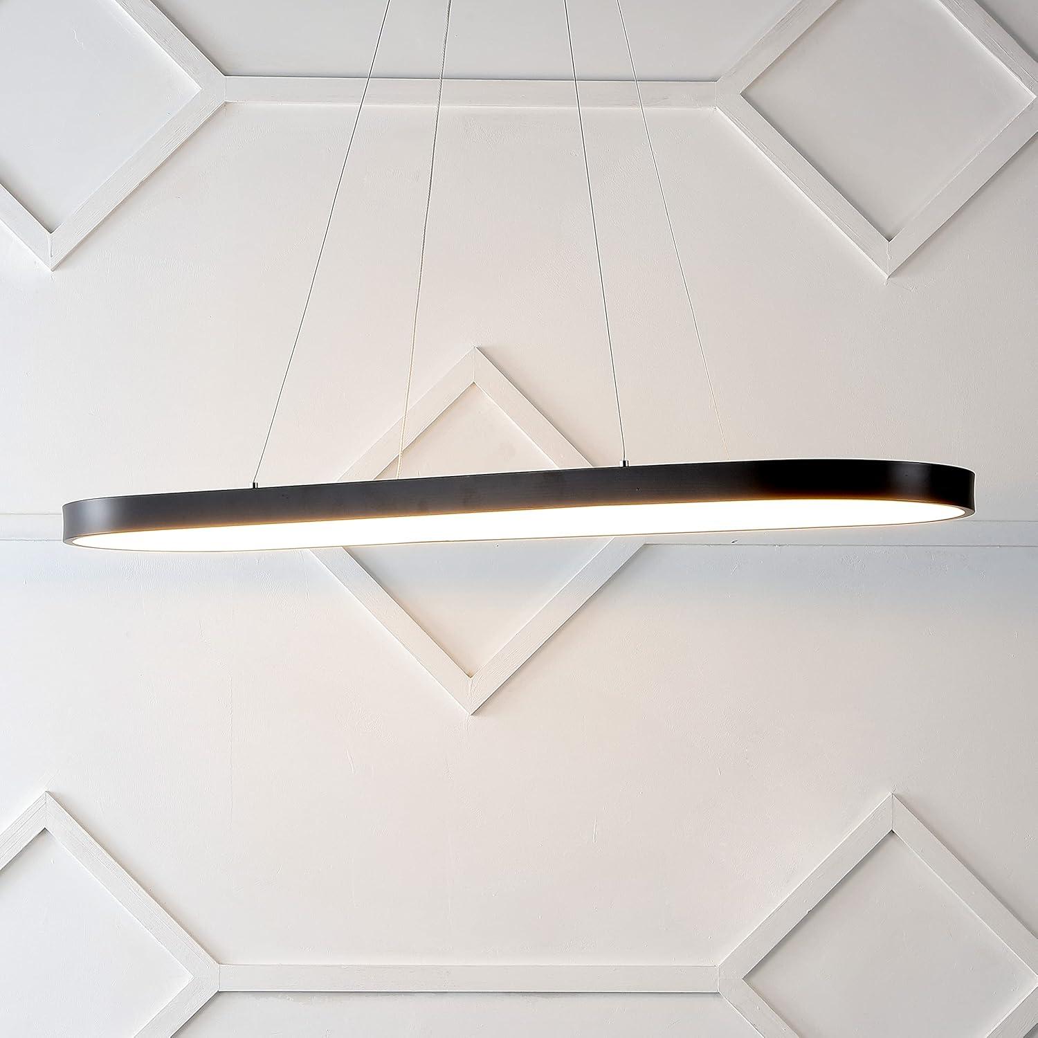 Nolan 38.75" Satin Black Modern Bohemian LED Linear Pendant