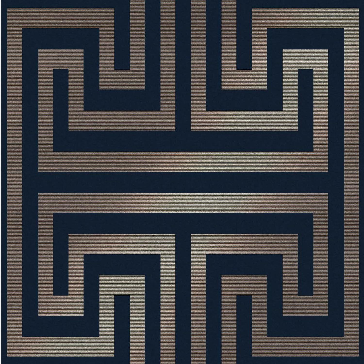 NEXT Metallic Greek Key Navy Wallpaper